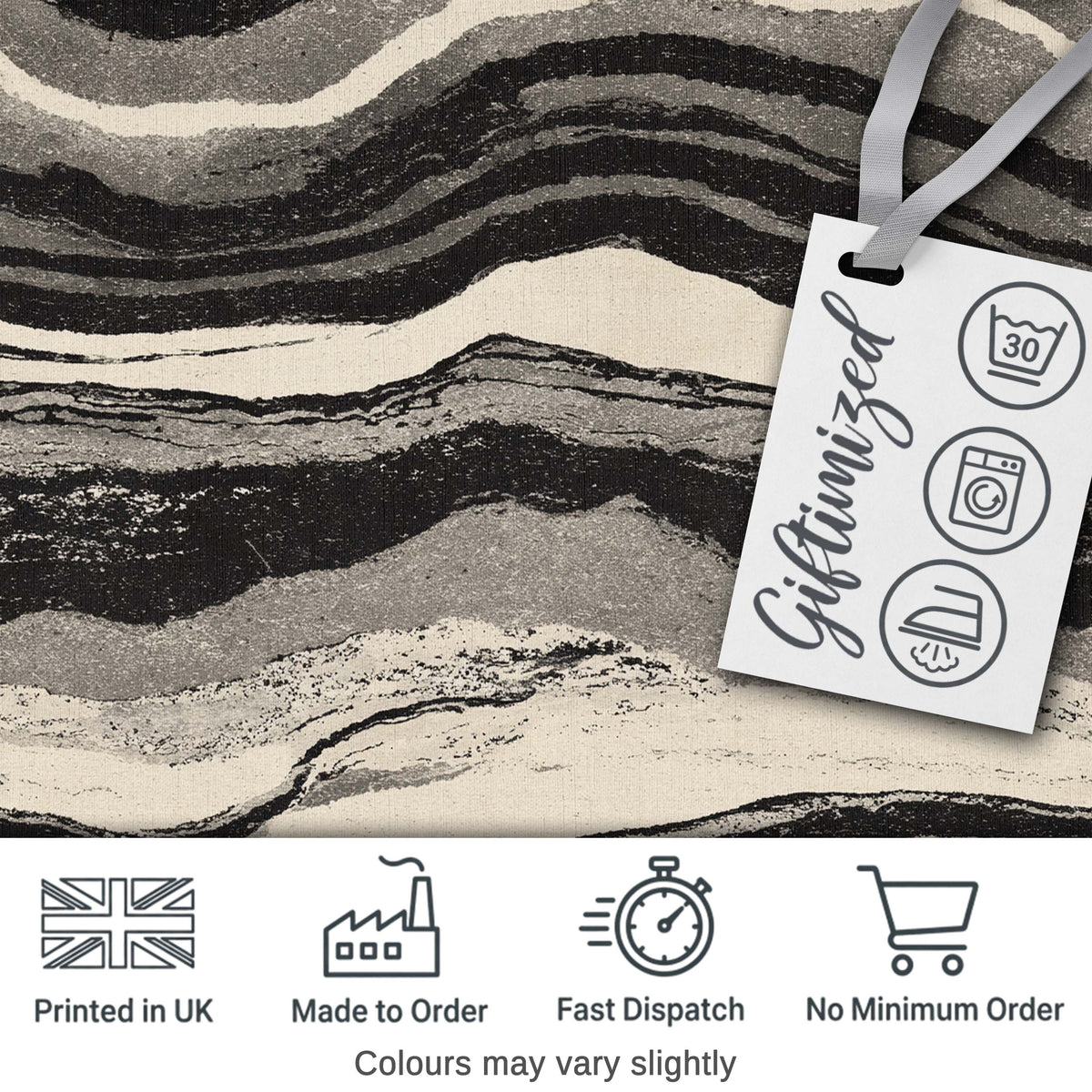 Fine Line Topography Black Cream Abstract Contour Pattern Lovely Digital Print Material by the Metre UK Sewing Quilting Textile