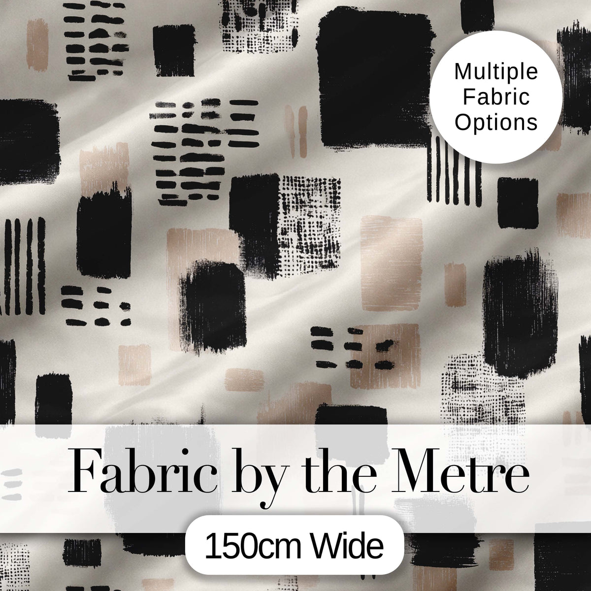 Minimal Botanical Leaves Black Cream Organic Floral Pattern Lovely Digital Print Material by the Metre UK Sewing Quilting Textile