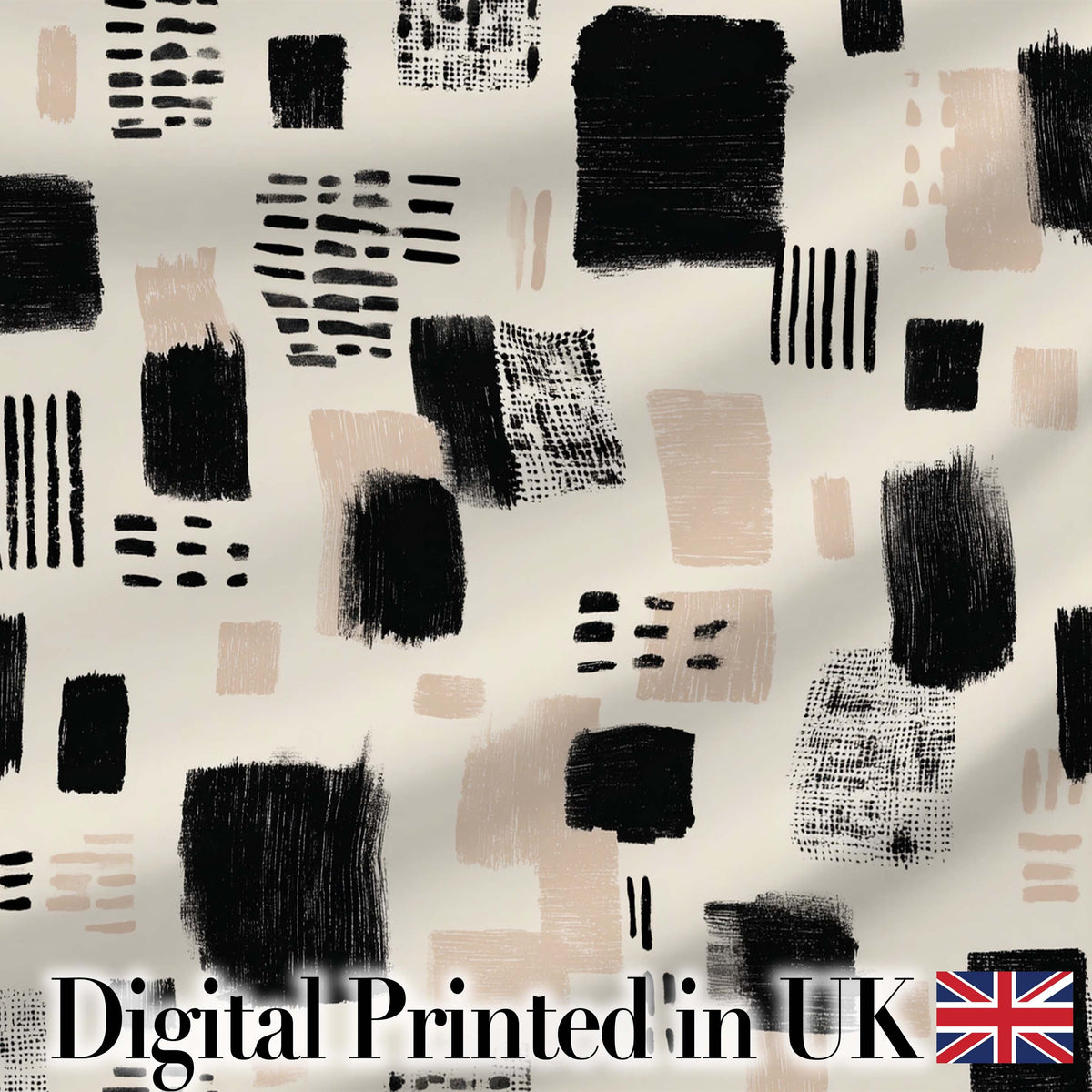 Minimal Botanical Leaves Black Cream Organic Floral Pattern Lovely Digital Print Material by the Metre UK Sewing Quilting Textile