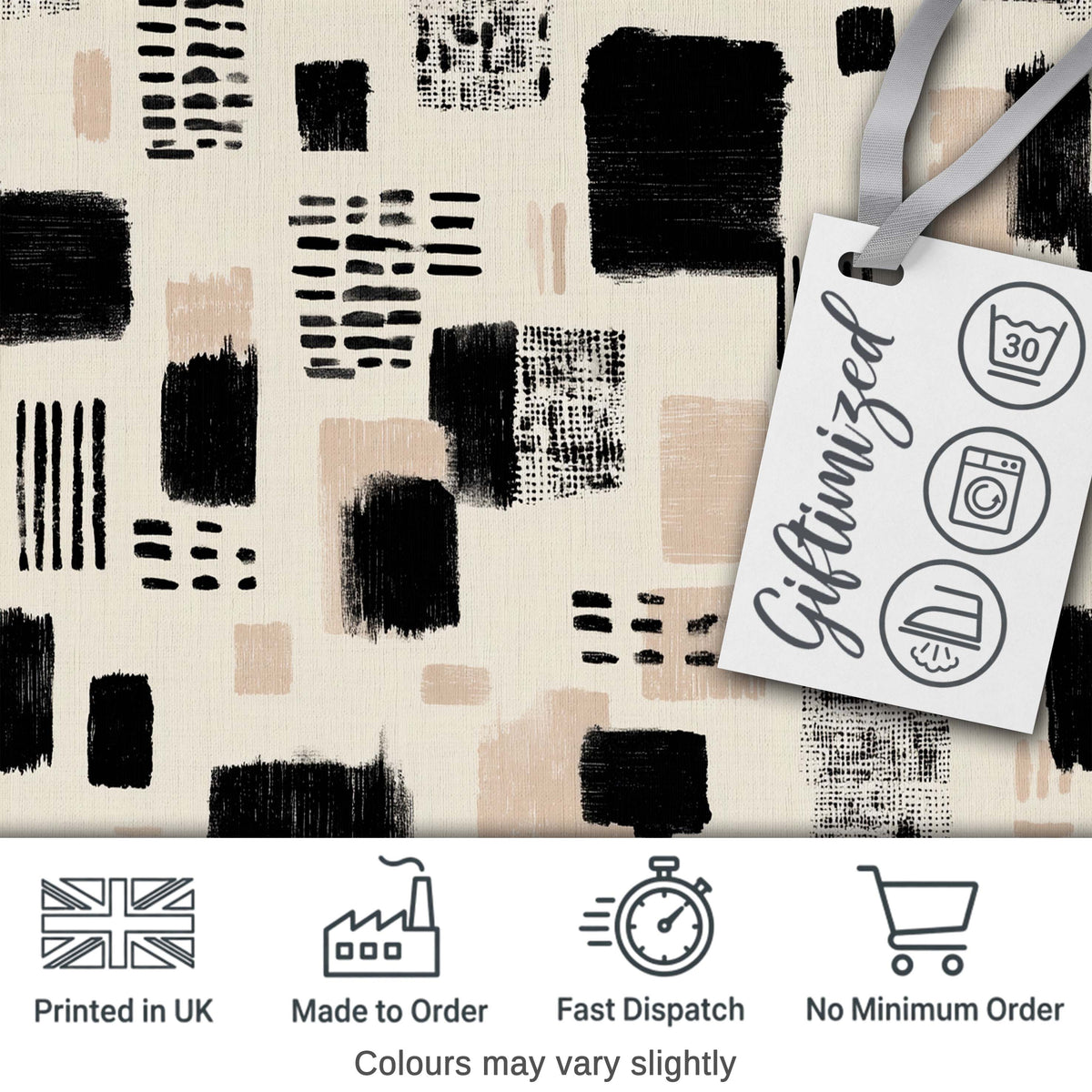 Minimal Botanical Leaves Black Cream Organic Floral Pattern Lovely Digital Print Material by the Metre UK Sewing Quilting Textile