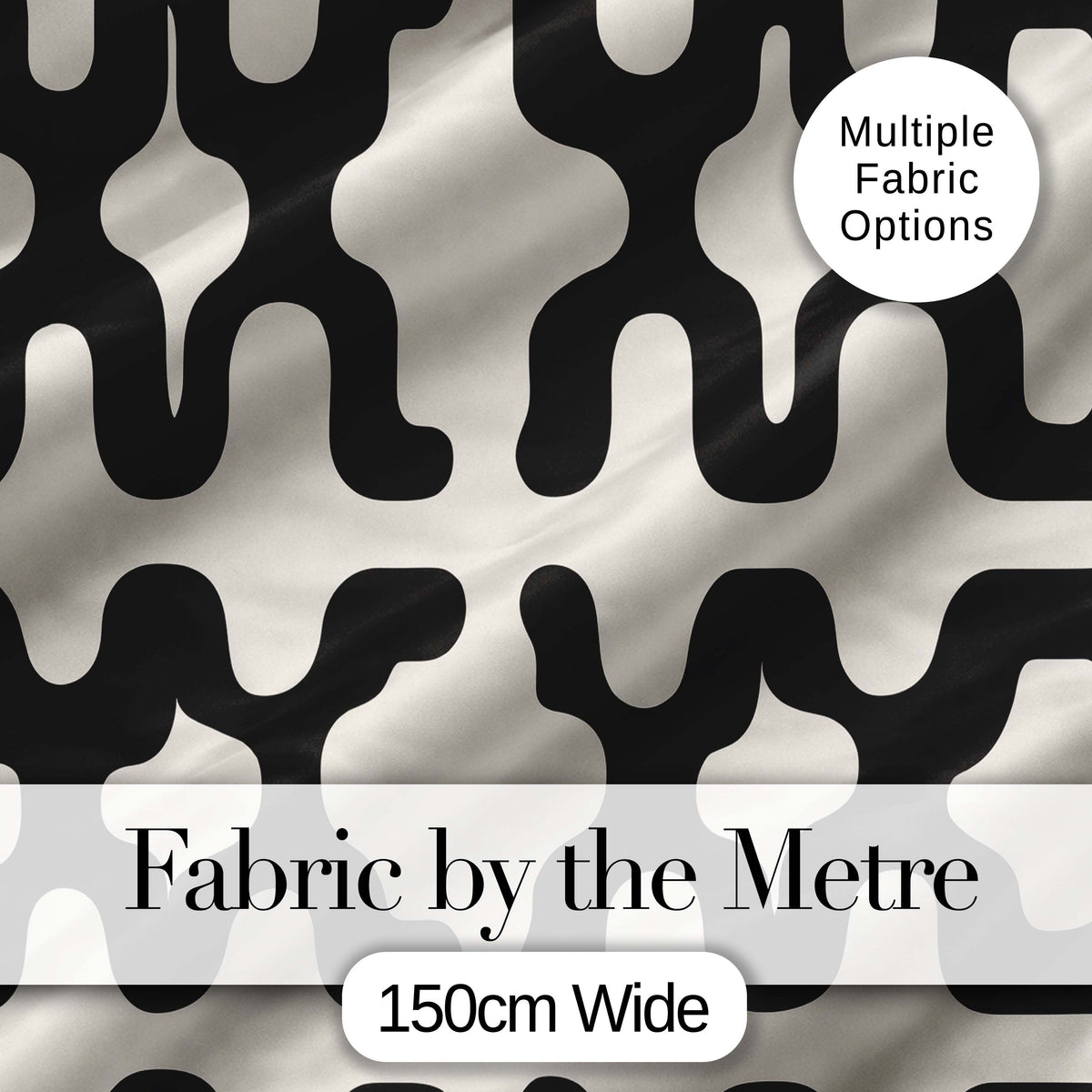 Symmetrical Petal Tile Black Cream Geometric Floral Pattern Lovely Digital Print Material by the Metre UK Sewing Quilting Textile
