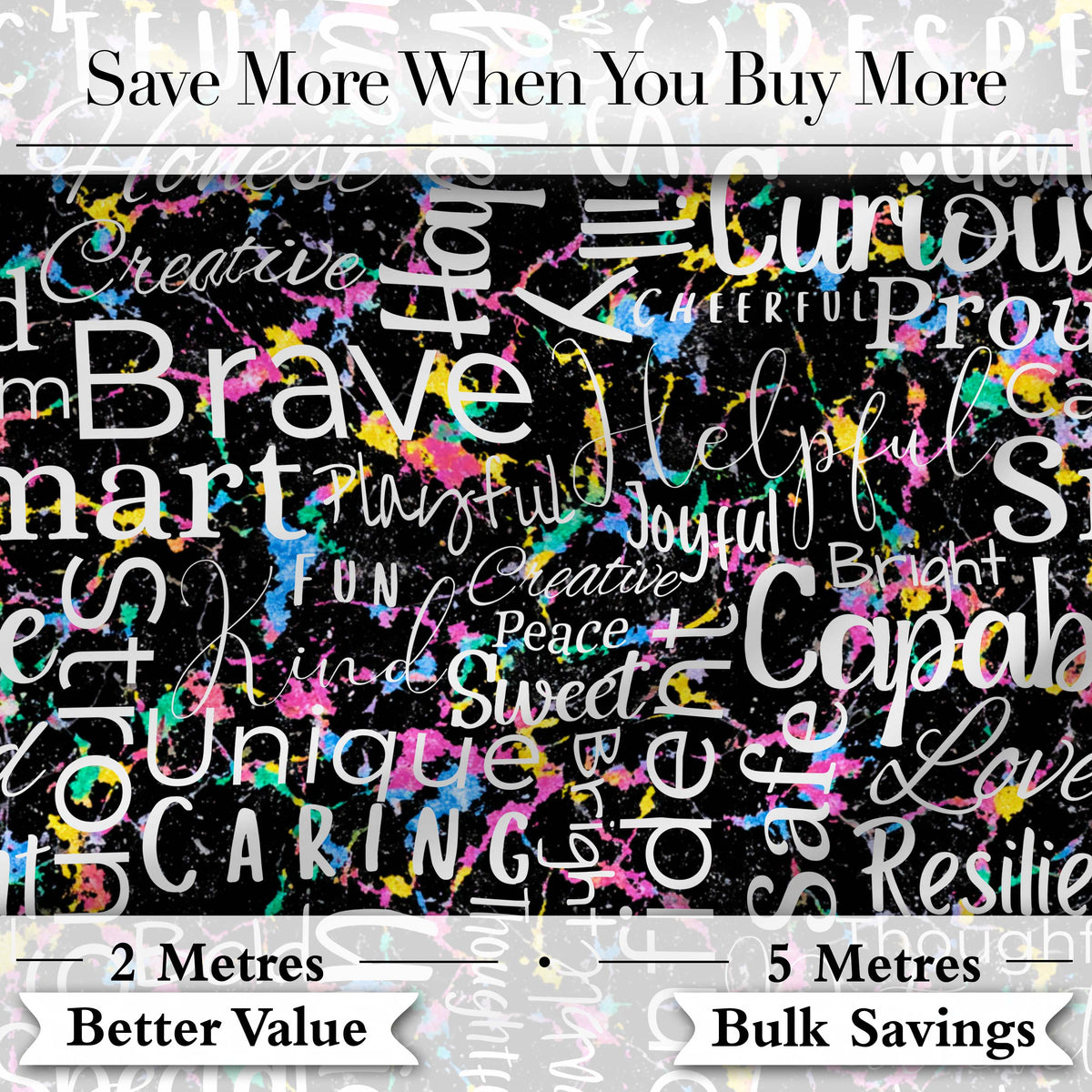 Neon Pink Sparkle Typography Black Motivational Word Pattern Lovely Digital Print Material by the Metre UK Sewing Quilting Textile