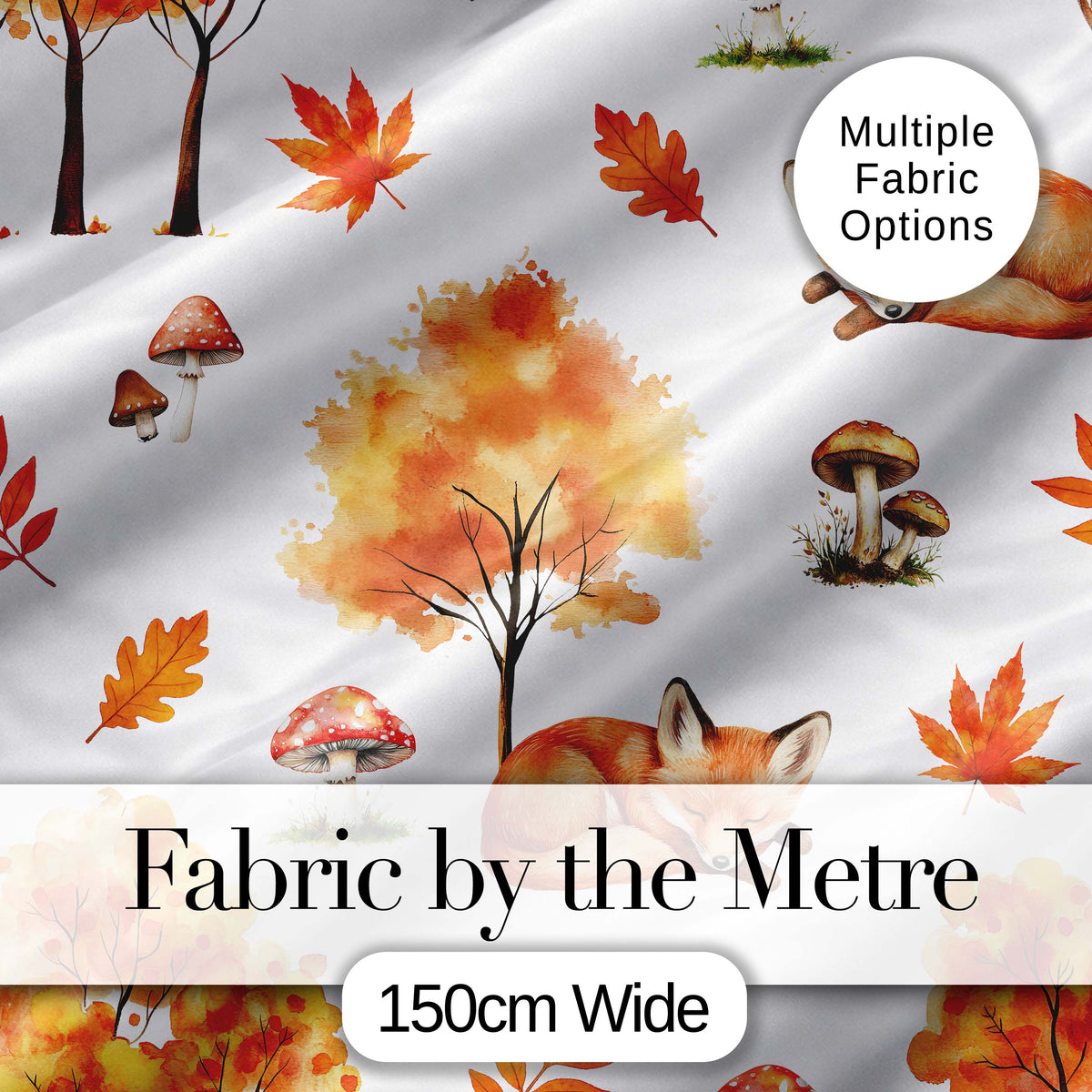 Watercolor Fox Floral Artistic Pattern Stylish Everyday Lovely Digital Print Material by the Metre UK Sewing Quilting Textile