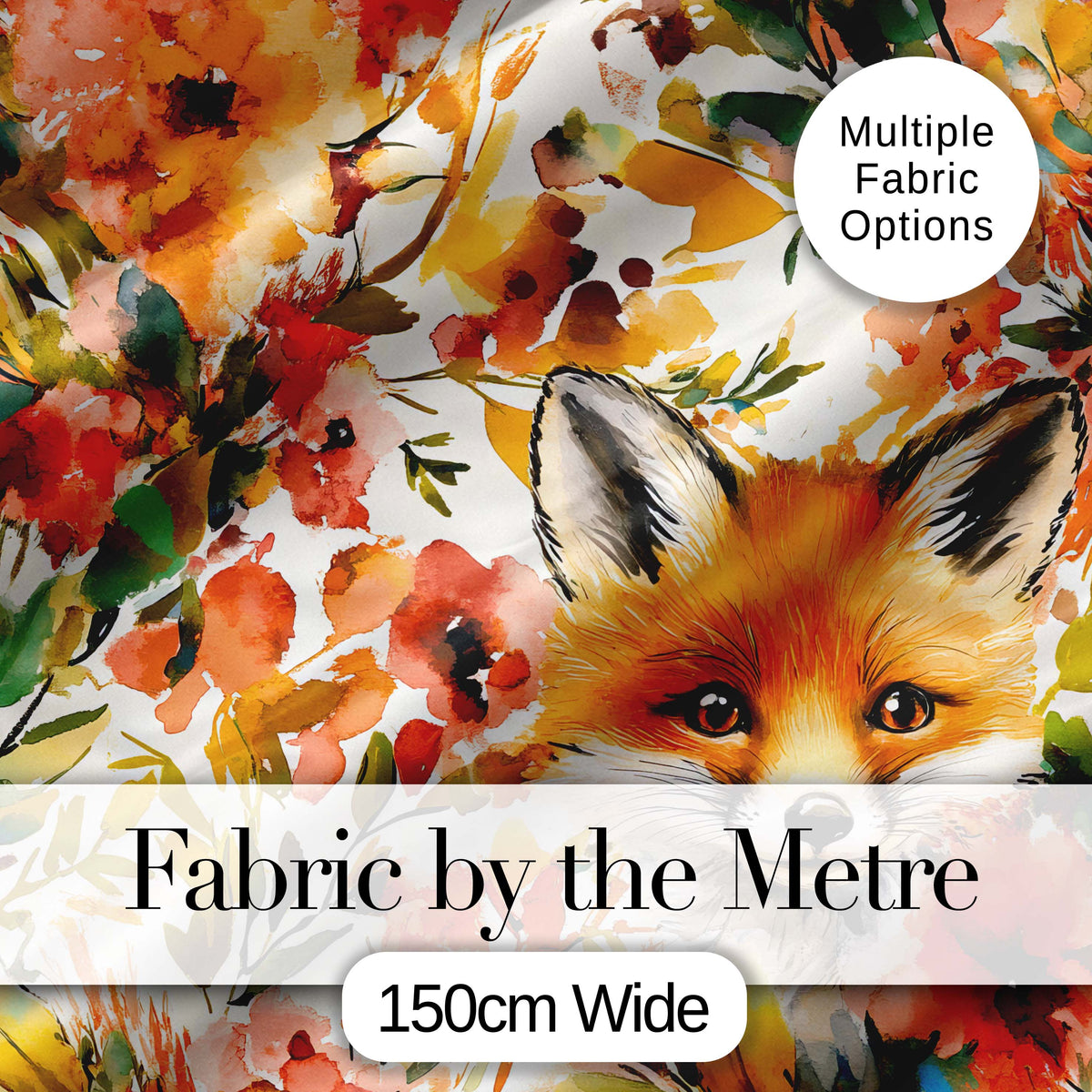 Dark Woodland Cute Animals Gold Leaf Pattern Cute Unique Gift Lovely Digital Print Material by the Metre UK Sewing Quilting Textile