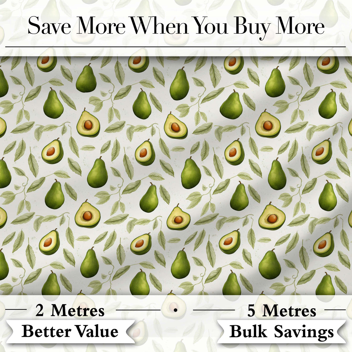 Watercolor Avocado Pear Leaf Botanical Seamless Pattern Lovely Digital Print Material by the Metre UK Sewing Quilting Textile