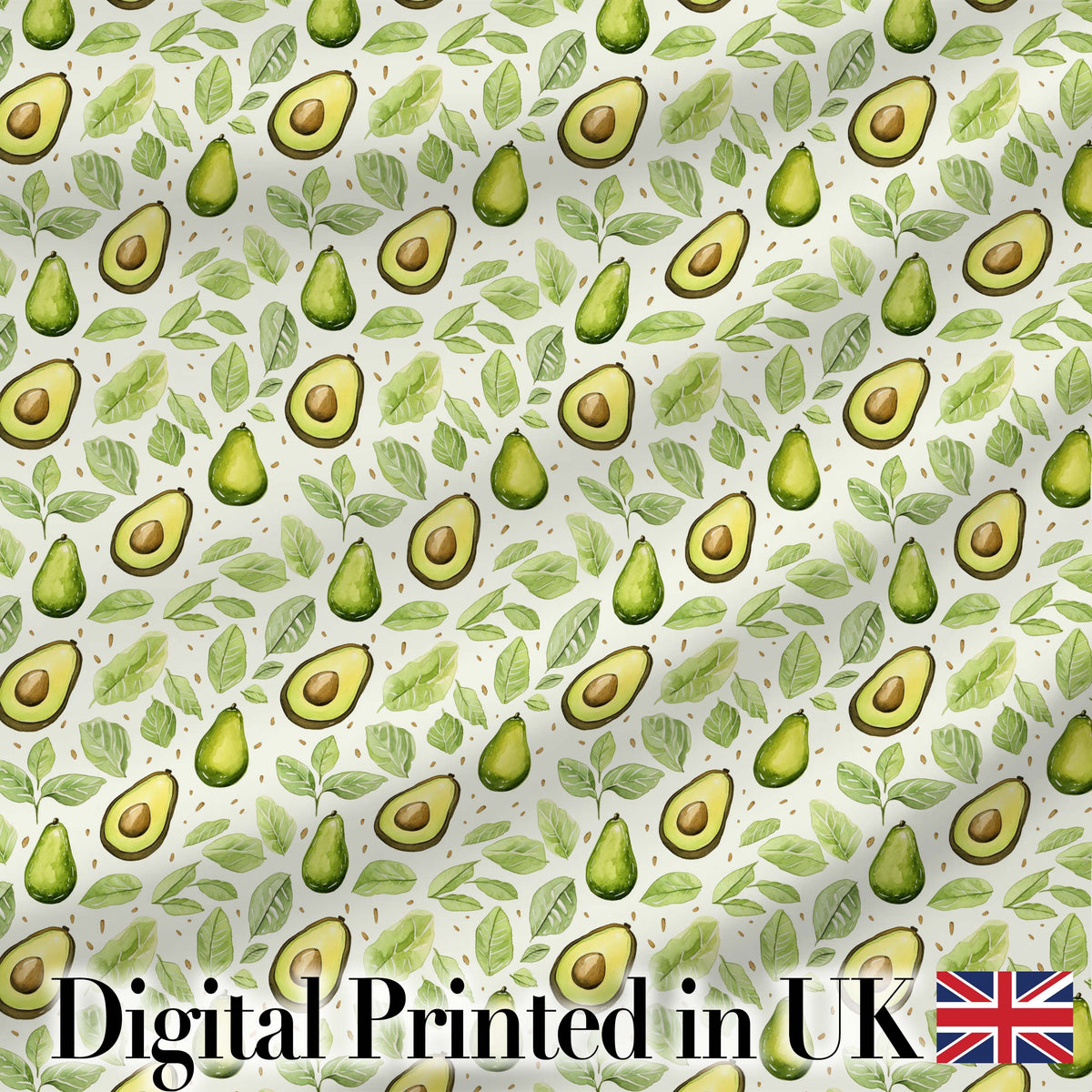Fresh Avocado Pear Leaf Seamless Pattern Soft Blue Background Lovely Digital Print Material by the Metre UK Sewing Quilting Textile