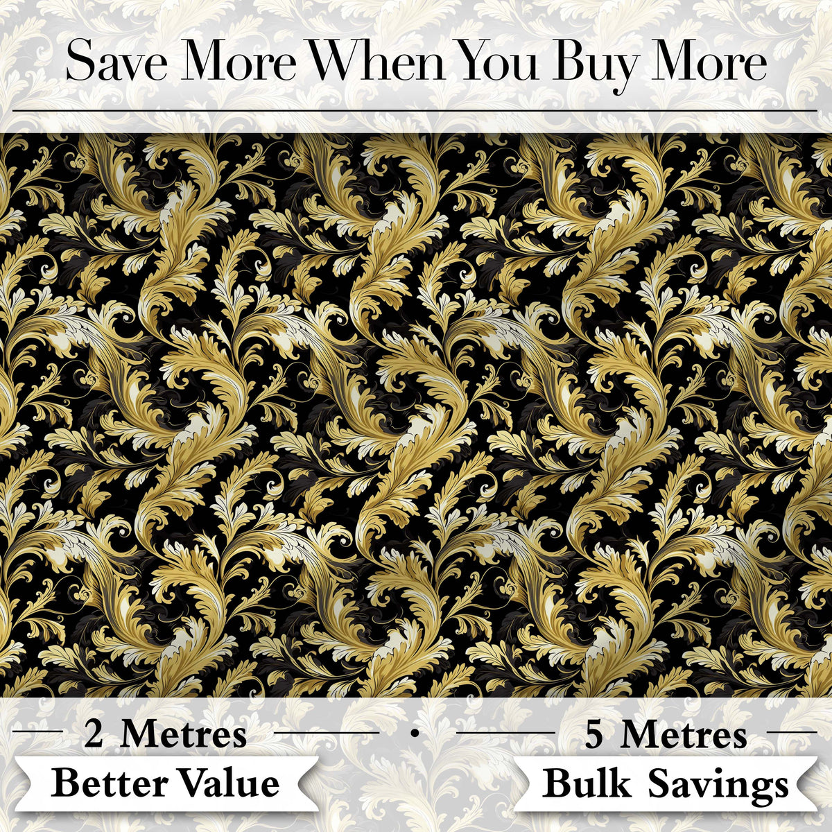 Blue Orange Baroque Floral Artistic Ornamental Decorative Design Digital Print Material by the Metre UK Sewing Quilting Textile