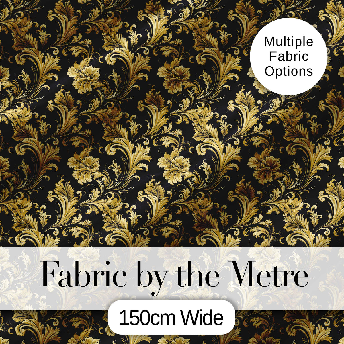 Teal Orange Baroque Floral Seamless Pattern Dark Artistic Ornamental Digital Print Material by the Metre UK Sewing Quilting Textile