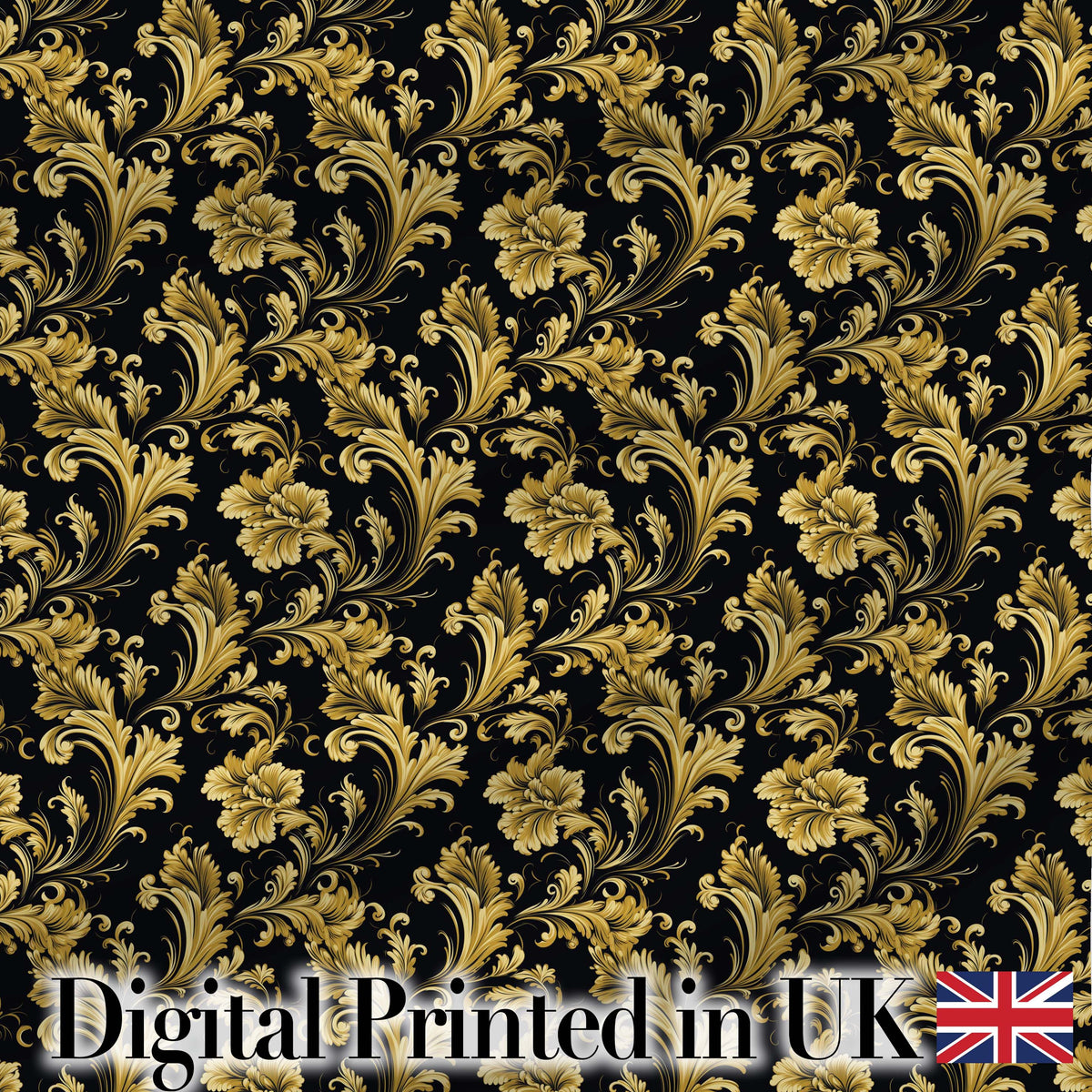 Teal Orange Baroque Floral Seamless Pattern Dark Artistic Ornamental Digital Print Material by the Metre UK Sewing Quilting Textile