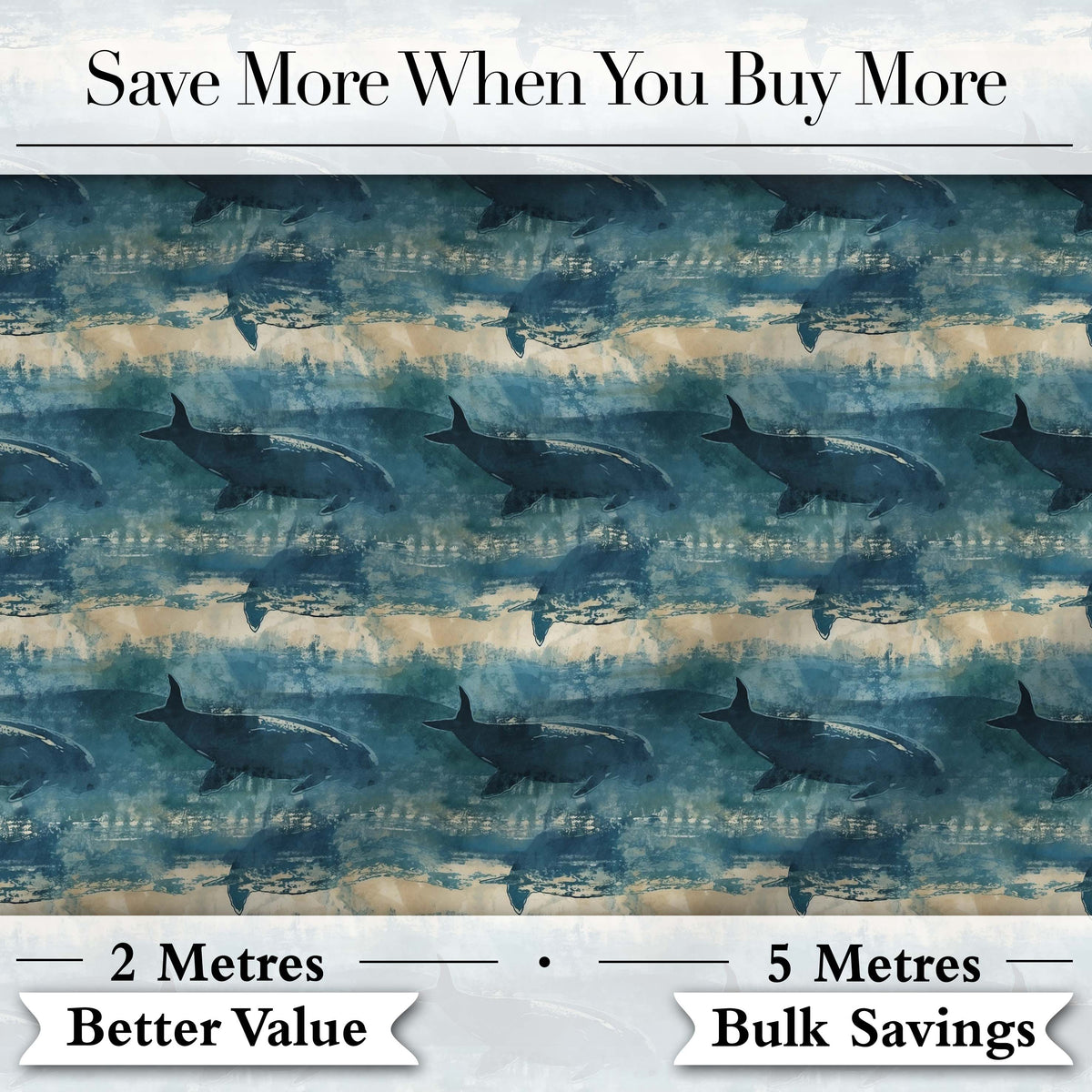 Beige Ocean Whale Seamless Pattern Soft Marine Animal Illustration Digital Print Material by the Metre UK Sewing Quilting Textile