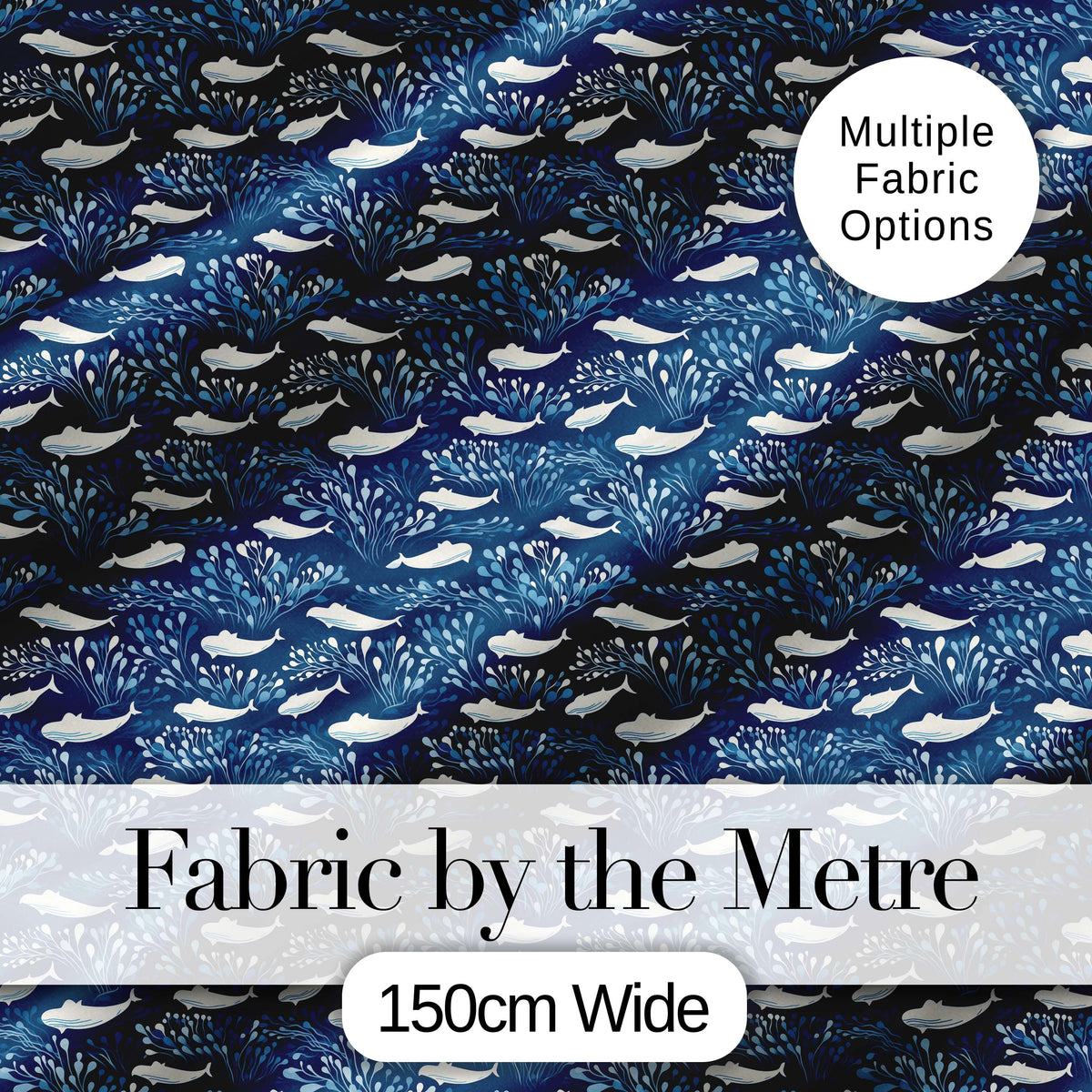 Beige Whale Ocean Seamless Pattern Soft Marine Life Illustration Digital Print Material by the Metre UK Sewing Quilting Textile