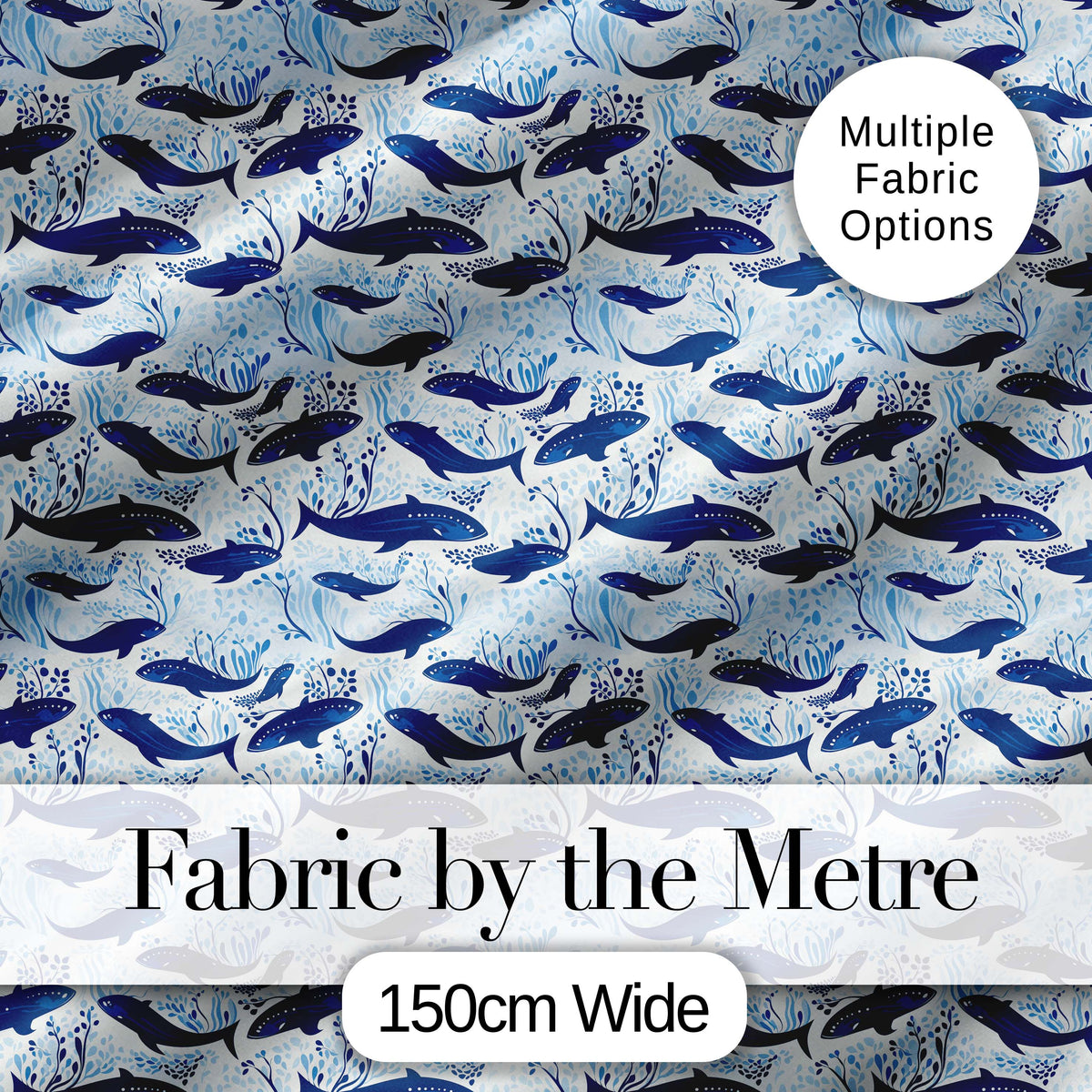Nautical Whale Ship Seamless Pattern Vintage Ocean Maritime Design Digital Print Material by the Metre UK Sewing Quilting Textile