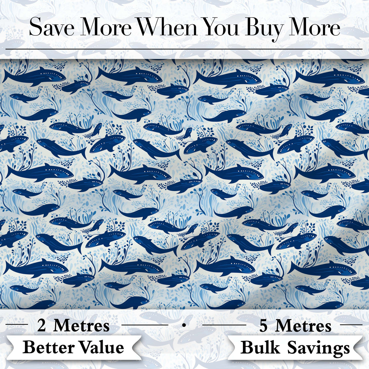 Nautical Whale Ship Seamless Pattern Vintage Ocean Maritime Design Digital Print Material by the Metre UK Sewing Quilting Textile
