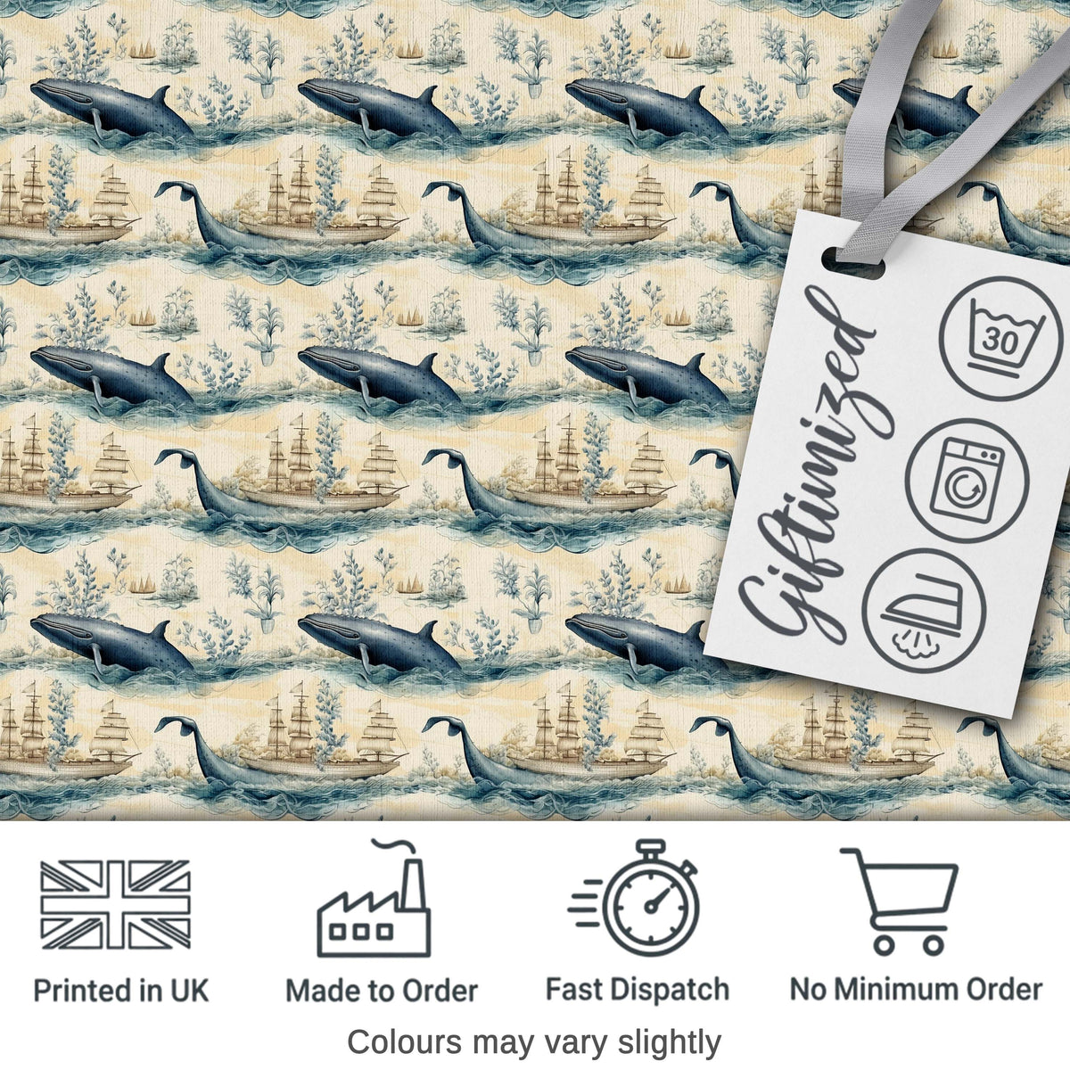 Deep Teal Whale Seamless Pattern Minimal Marine Animal Ocean Design Digital Print Material by the Metre UK Sewing Quilting Textile