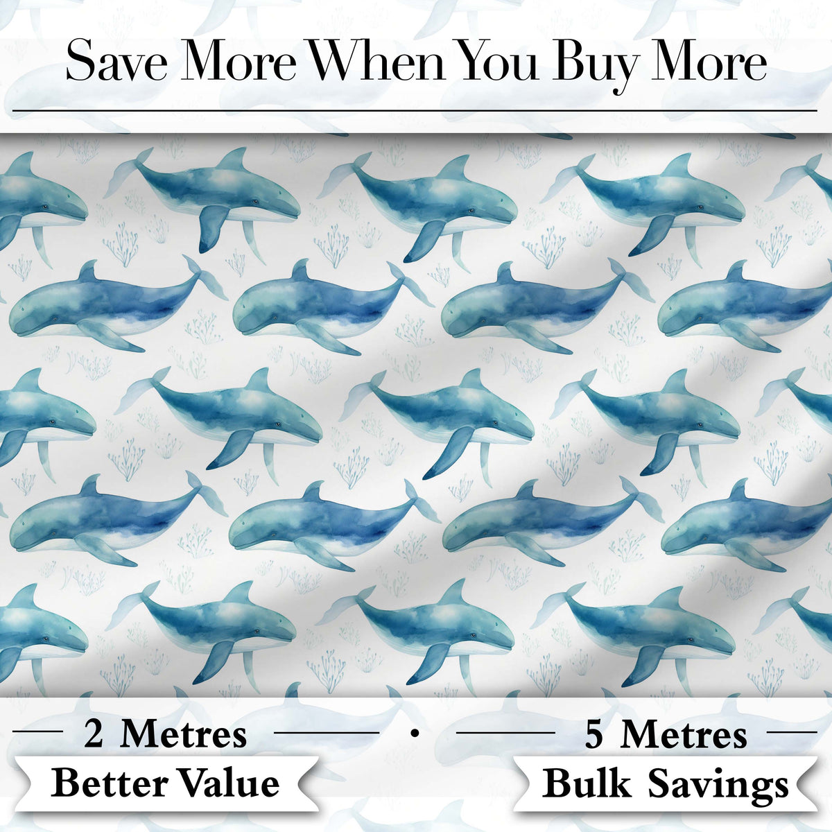 Vintage Whale Seamless Pattern Soft Beige Marine Animal Design Digital Print Material by the Metre UK Sewing Quilting Textile