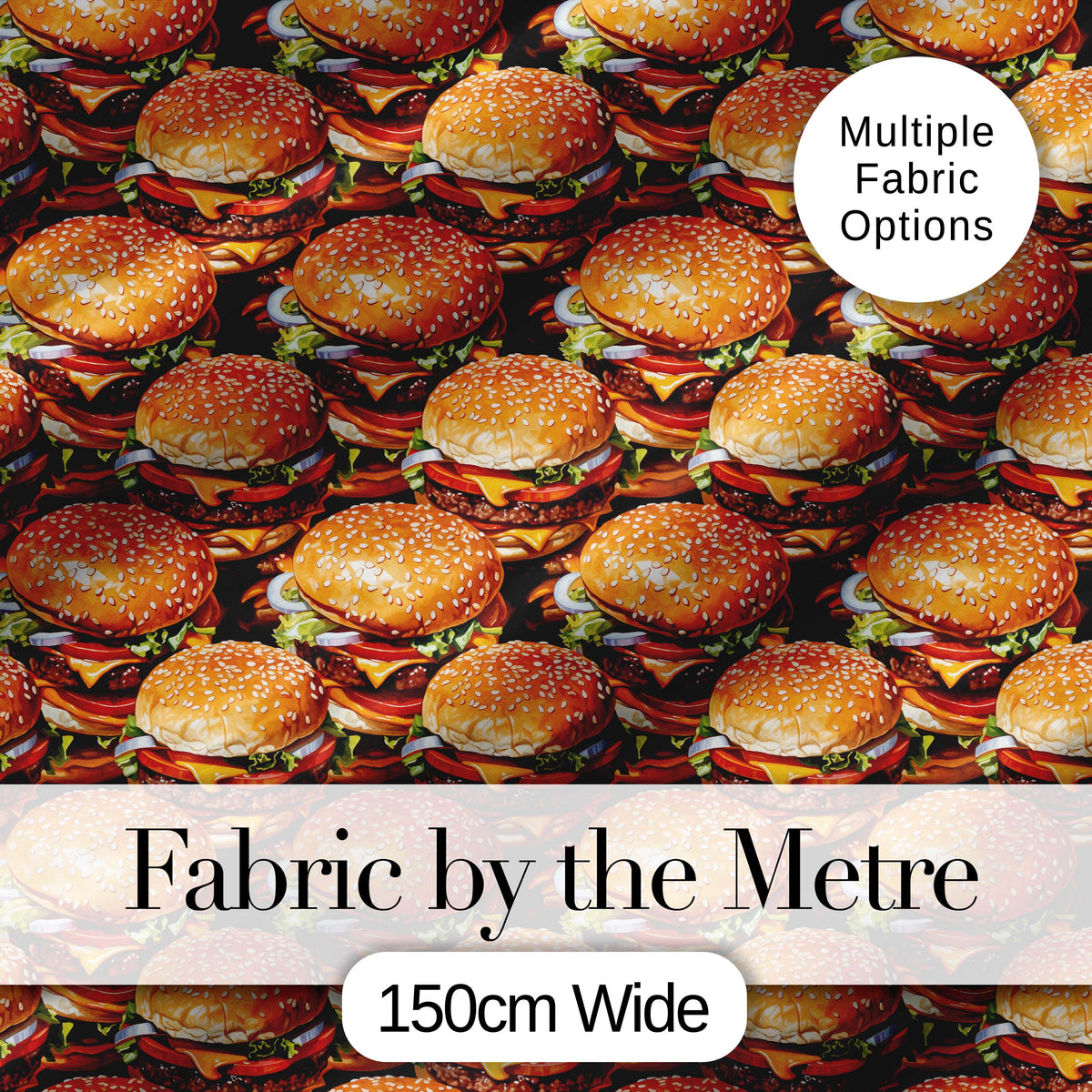Cute Burger Cartoon Seamless Pattern Fast Food Snack Design Lovely Digital Print Material by the Metre UK Sewing Quilting Textile