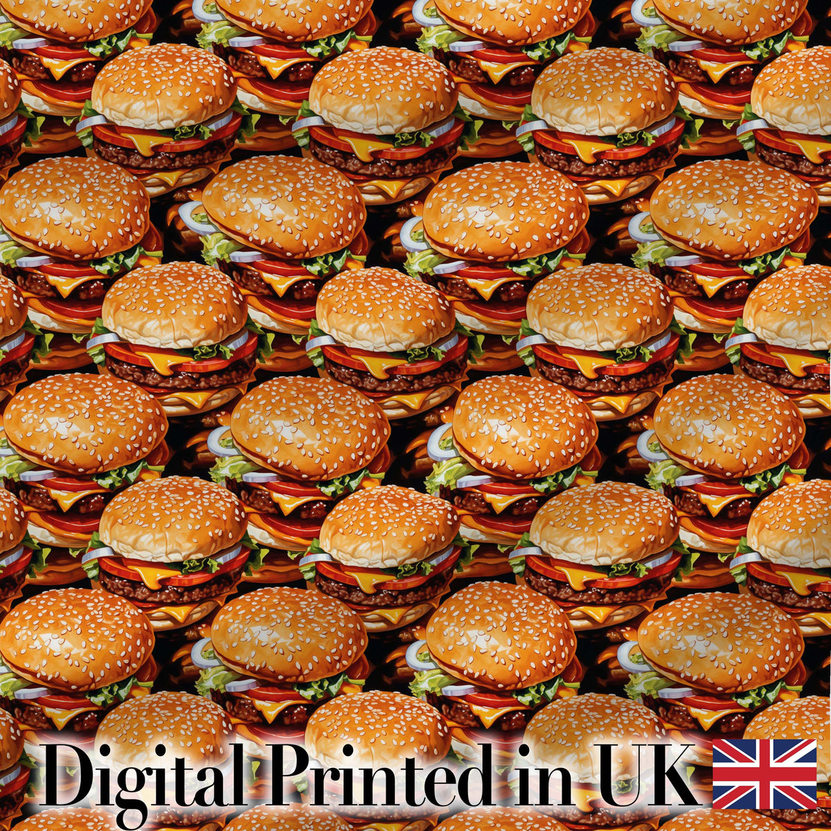 Cute Burger Cartoon Seamless Pattern Fast Food Snack Design Lovely Digital Print Material by the Metre UK Sewing Quilting Textile