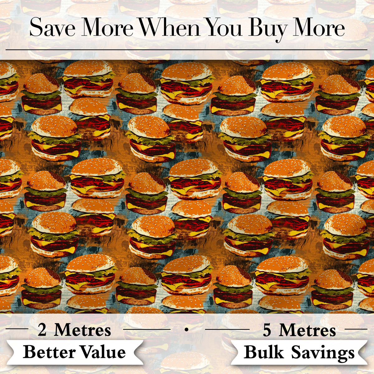 Cute Mini Burger Seamless Pattern Mint Green Background Fast Food Digital Print Material by the Metre UK Sewing Quilting Textile