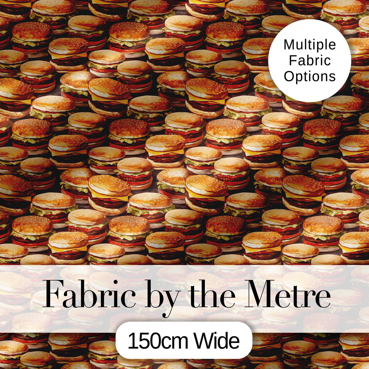 Autumn Burger Leaves Seamless Pattern Beige Background Fast Food Digital Print Material by the Metre UK Sewing Quilting Textile