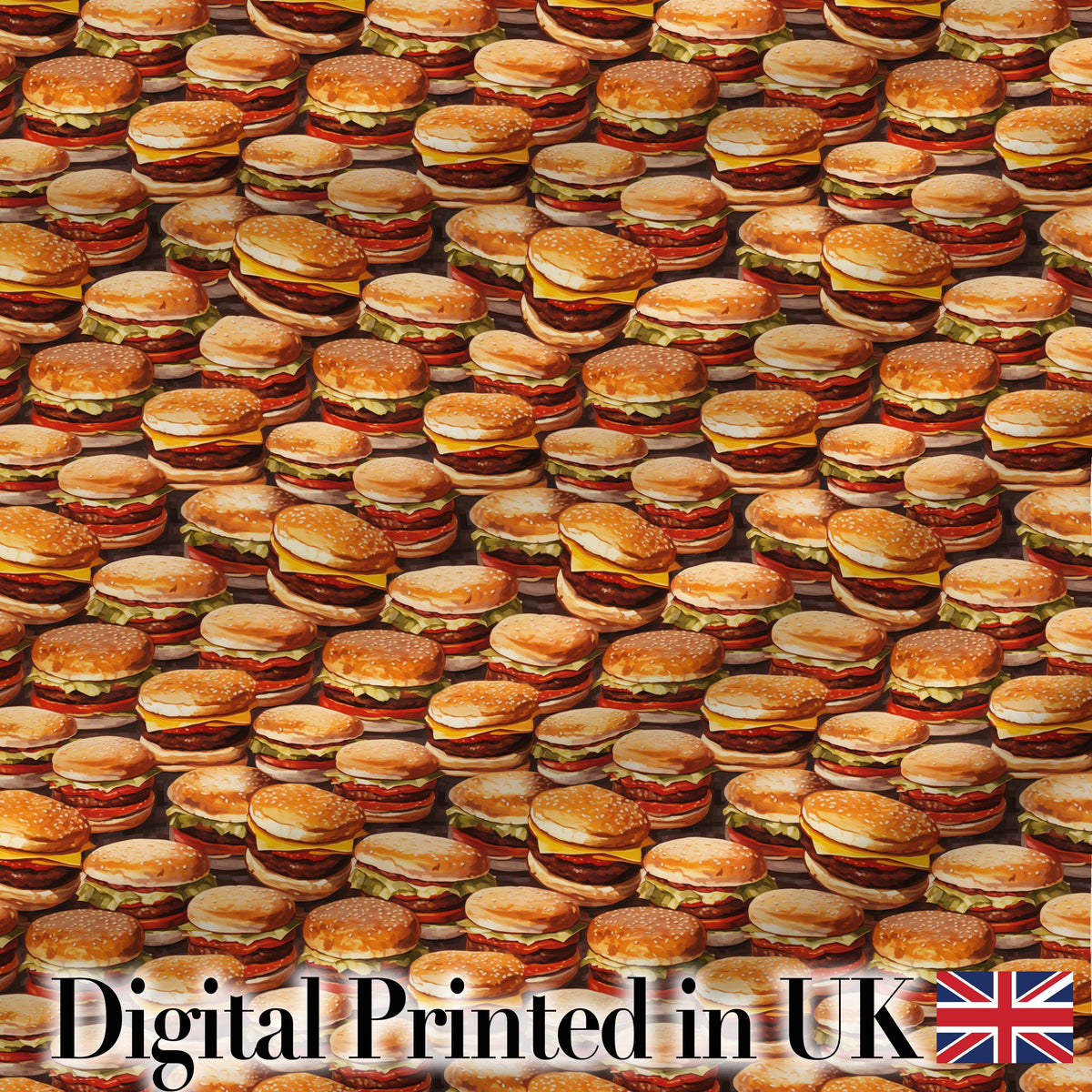 Autumn Burger Leaves Seamless Pattern Beige Background Fast Food Digital Print Material by the Metre UK Sewing Quilting Textile