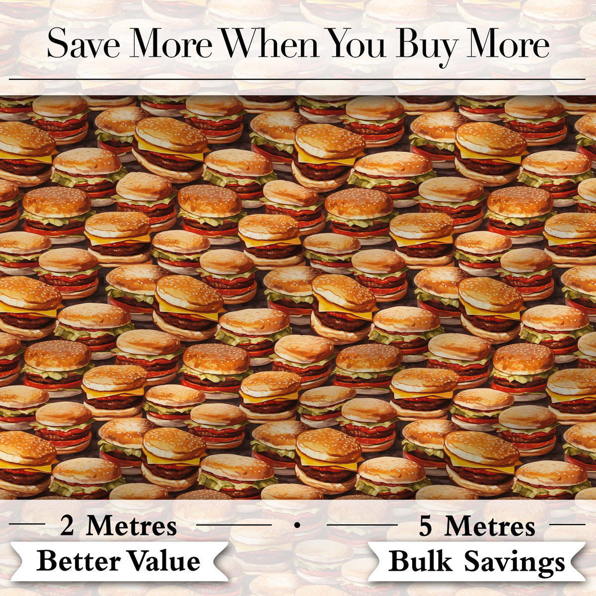 Autumn Burger Leaves Seamless Pattern Beige Background Fast Food Digital Print Material by the Metre UK Sewing Quilting Textile