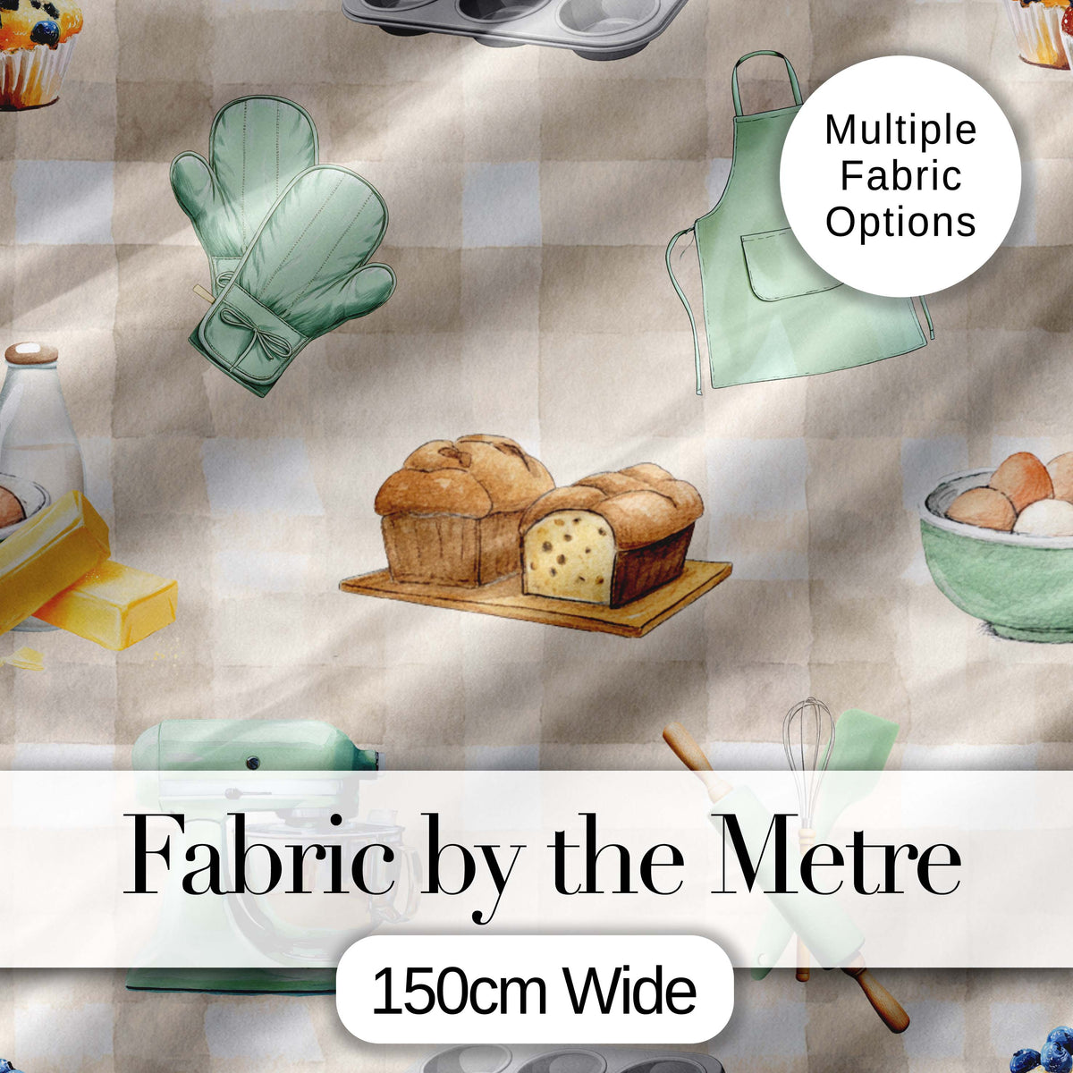 Hand Drawn Cupcake Seamless Pattern Pastel Dessert Illustration Digital Print Material by the Metre UK Sewing Quilting Textile
