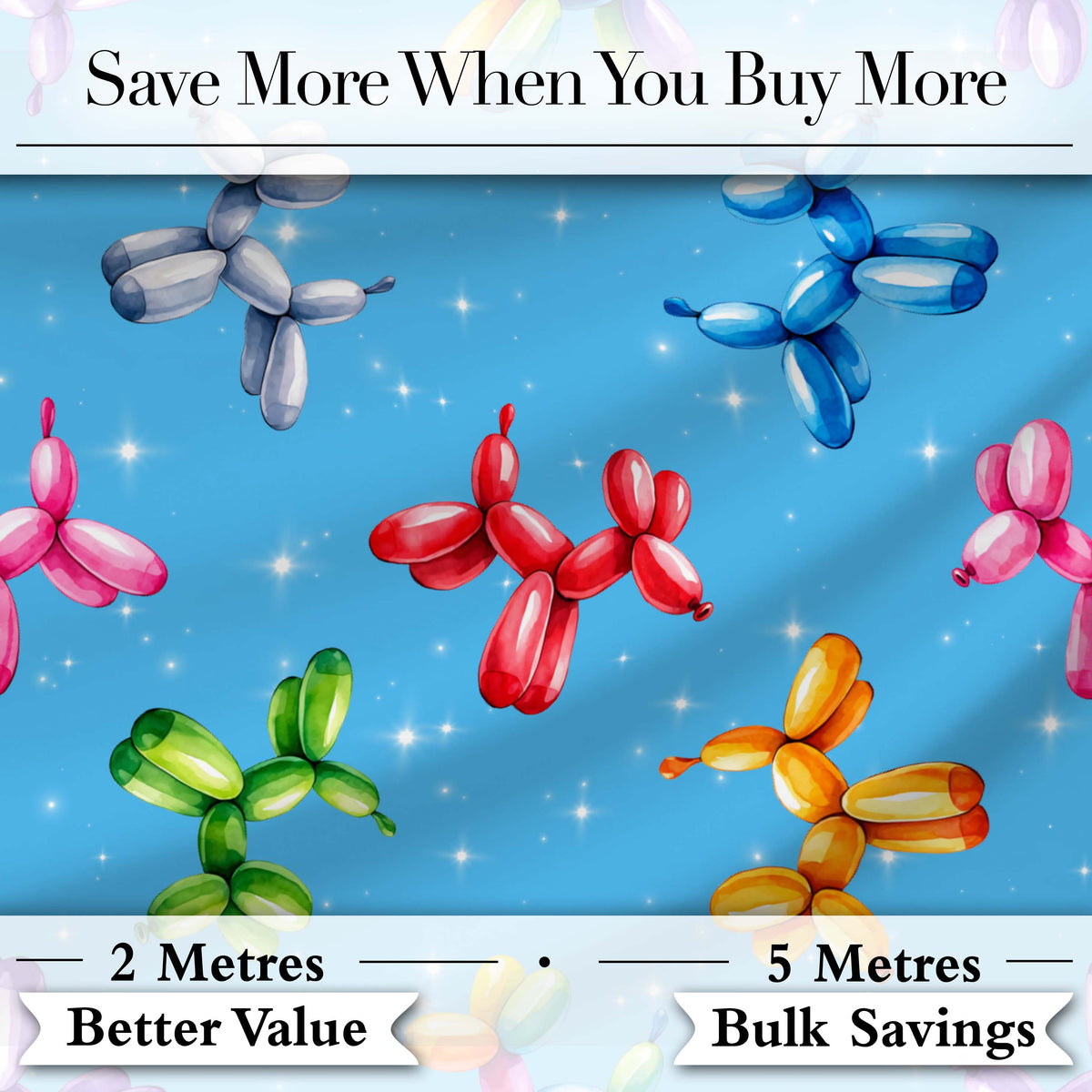 Balloon Dog Seamless Pattern Green Background Colorful Party Design Digital Print Material by the Metre UK Sewing Quilting Textile