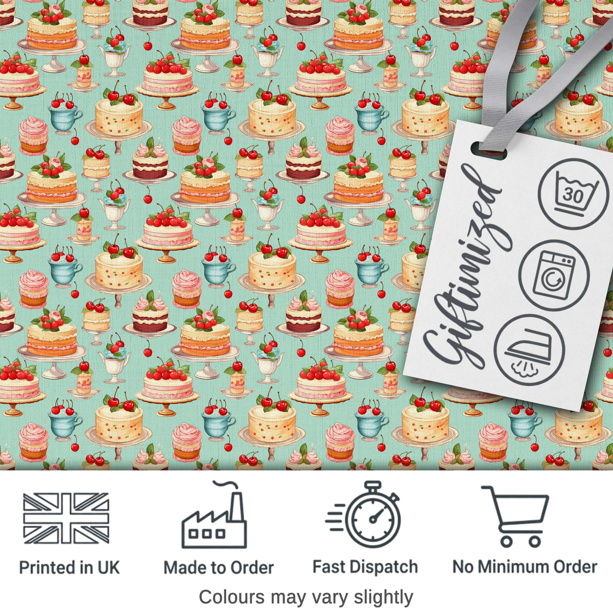 Yellow Artistic Cake Seamless Pattern Painted Dessert Food Lovely Digital Print Material by the Metre UK Sewing Quilting Textile