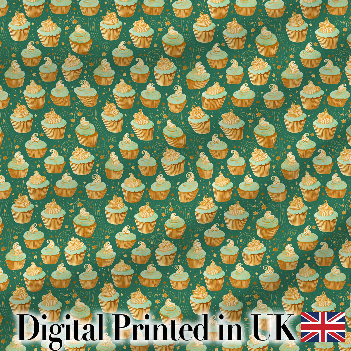 Blue Floral Cake Seamless Pattern Vintage Dessert Botanical Design Digital Print Material by the Metre UK Sewing Quilting Textile