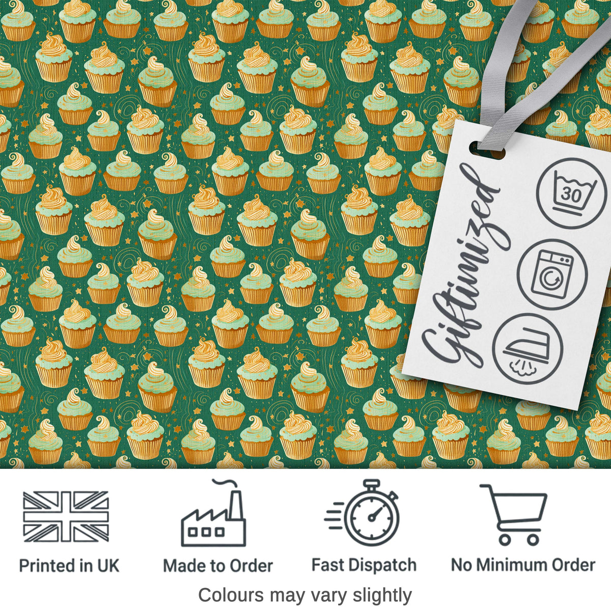 Blue Floral Cake Seamless Pattern Vintage Dessert Botanical Design Digital Print Material by the Metre UK Sewing Quilting Textile
