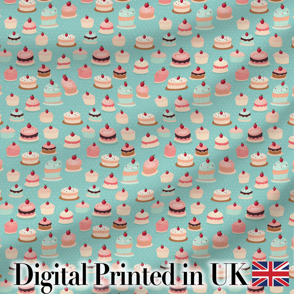 Cake Slice Repeat Seamless Pattern Dessert Sweet Food Design Lovely Digital Print Material by the Metre UK Sewing Quilting Textile