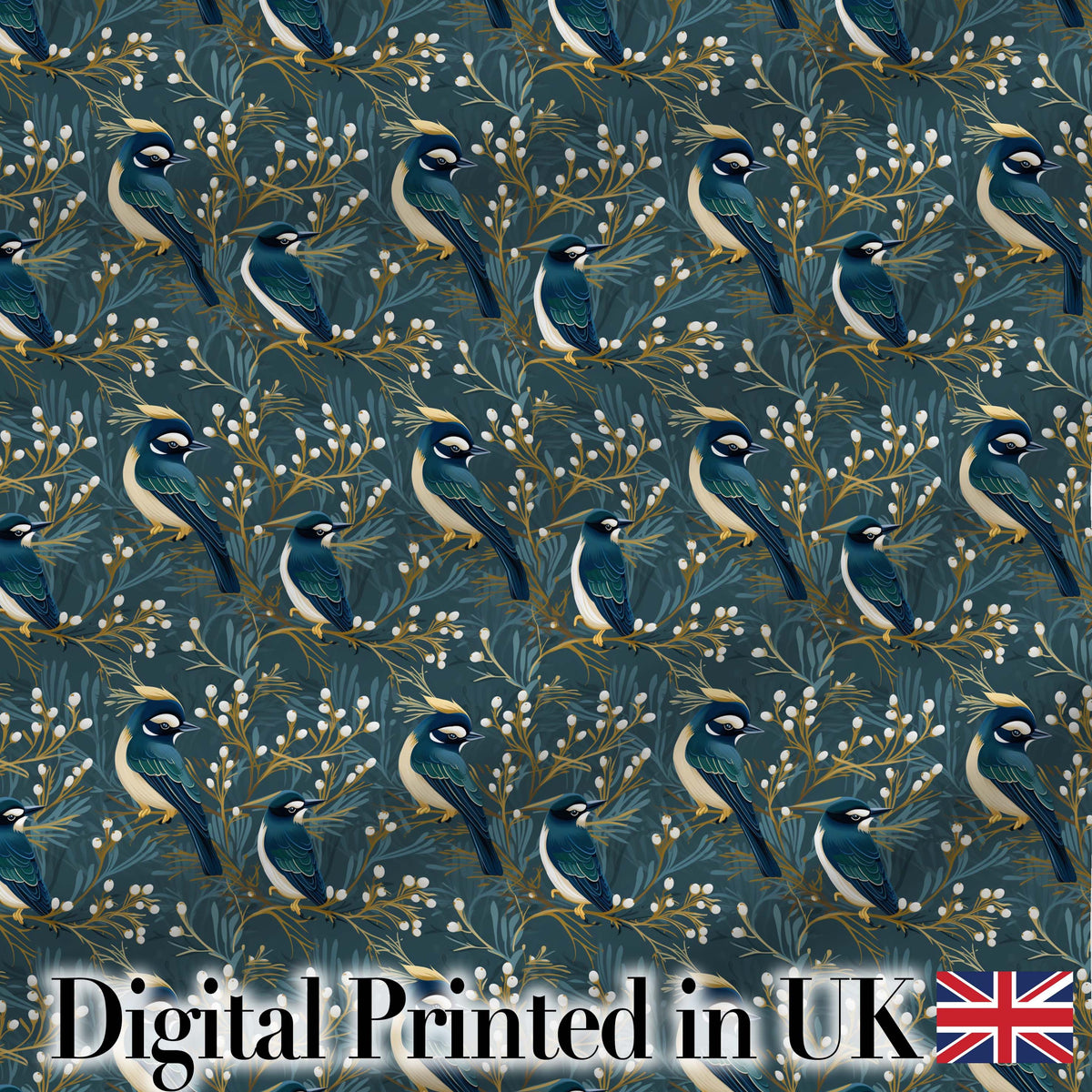Peacock Feather Iridescent Blue Watercolor Seamless Pattern Lovely Digital Print Material by the Metre UK Sewing Quilting Textile