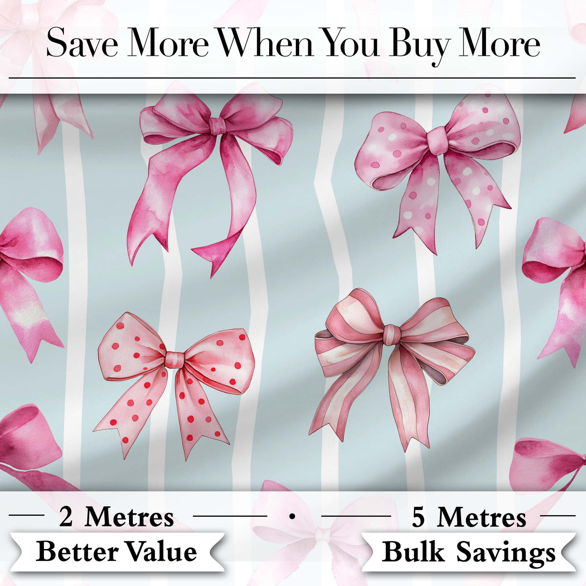 Watercolor Pink Ribbon Bow Seamless Pattern on Warm Yellow Lovely Digital Print Material by the Metre UK Sewing Quilting Textile