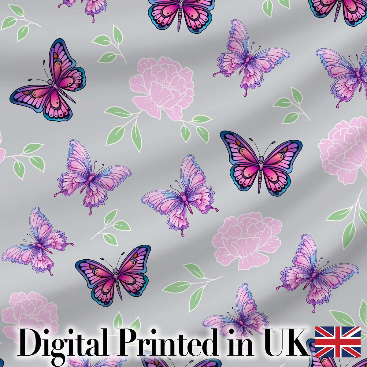 Galaxy Butterfly Neon Pink Blue Dark Space Seamless Pattern Lovely Digital Print Material by the Metre UK Sewing Quilting Textile
