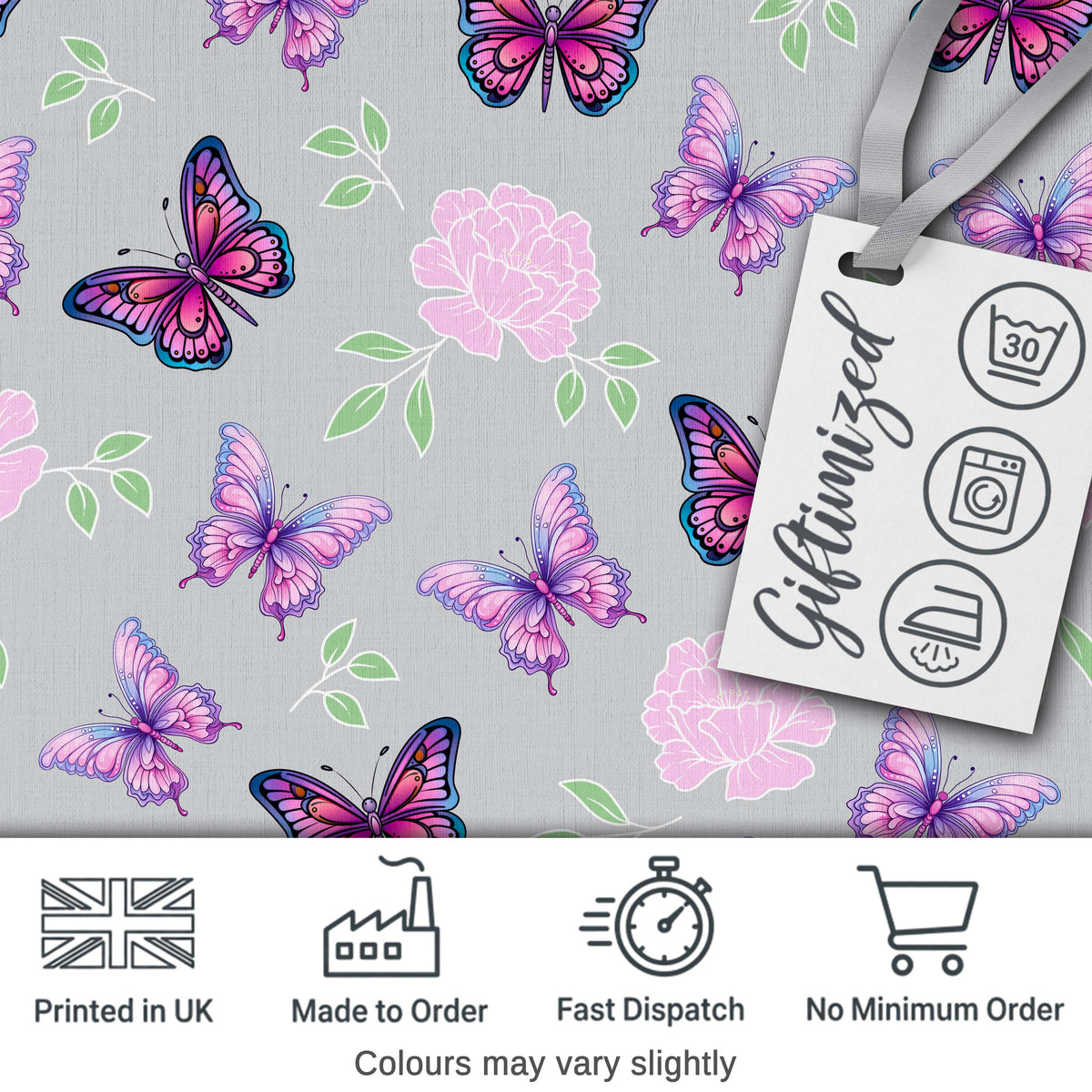 Galaxy Butterfly Neon Pink Blue Dark Space Seamless Pattern Lovely Digital Print Material by the Metre UK Sewing Quilting Textile