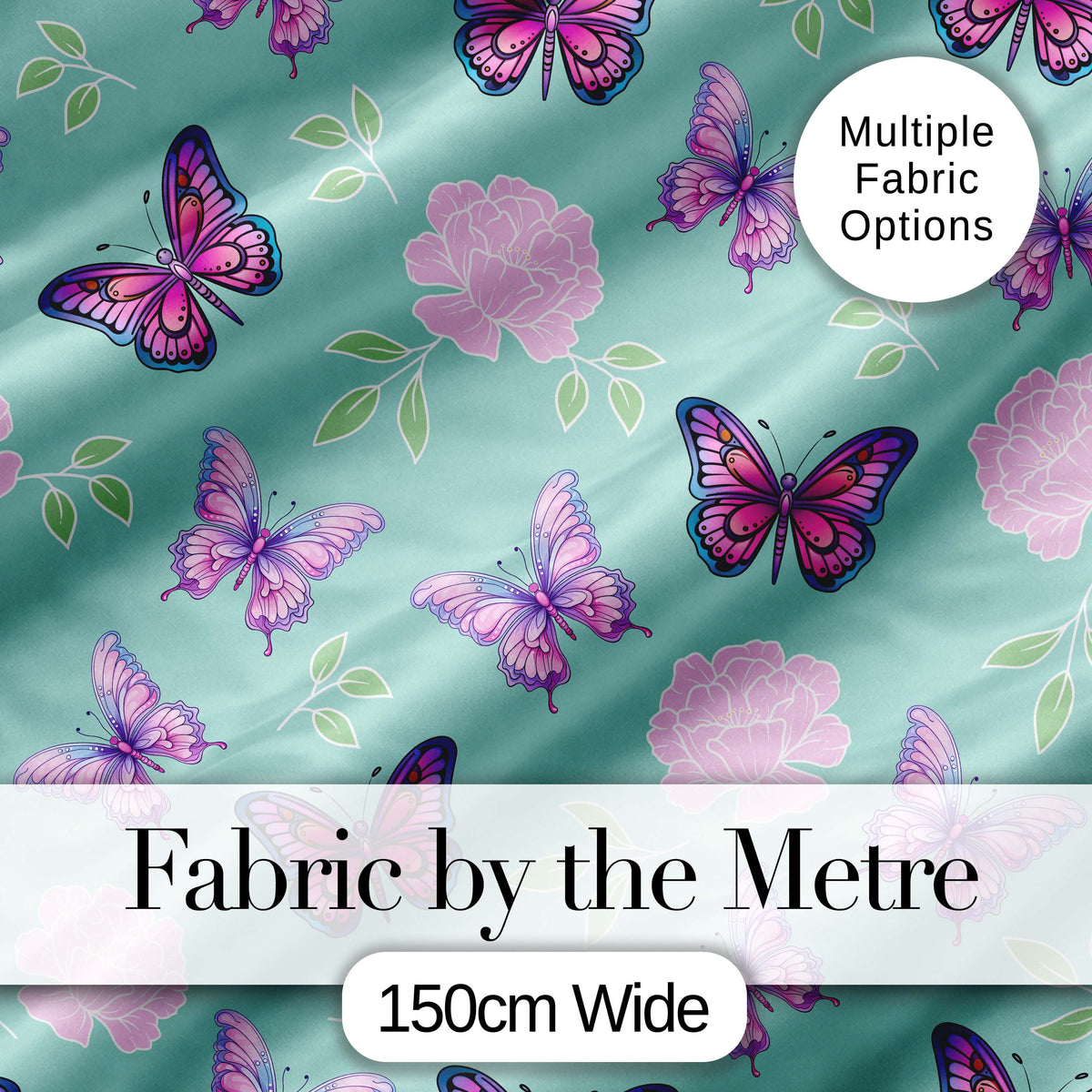 Colorful Neon Rainbow Butterflies Dark Background Seamless Pattern Digital Print Material by the Metre UK Sewing Quilting Textile