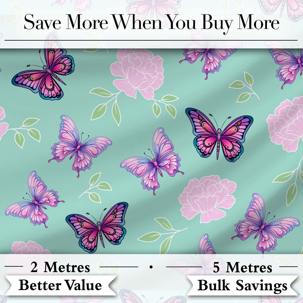 Colorful Neon Rainbow Butterflies Dark Background Seamless Pattern Digital Print Material by the Metre UK Sewing Quilting Textile