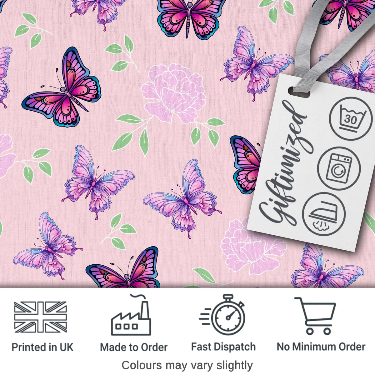 Vintage Butterfly Mushroom Botanical Nature Seamless Pattern Lovely Digital Print Material by the Metre UK Sewing Quilting Textile