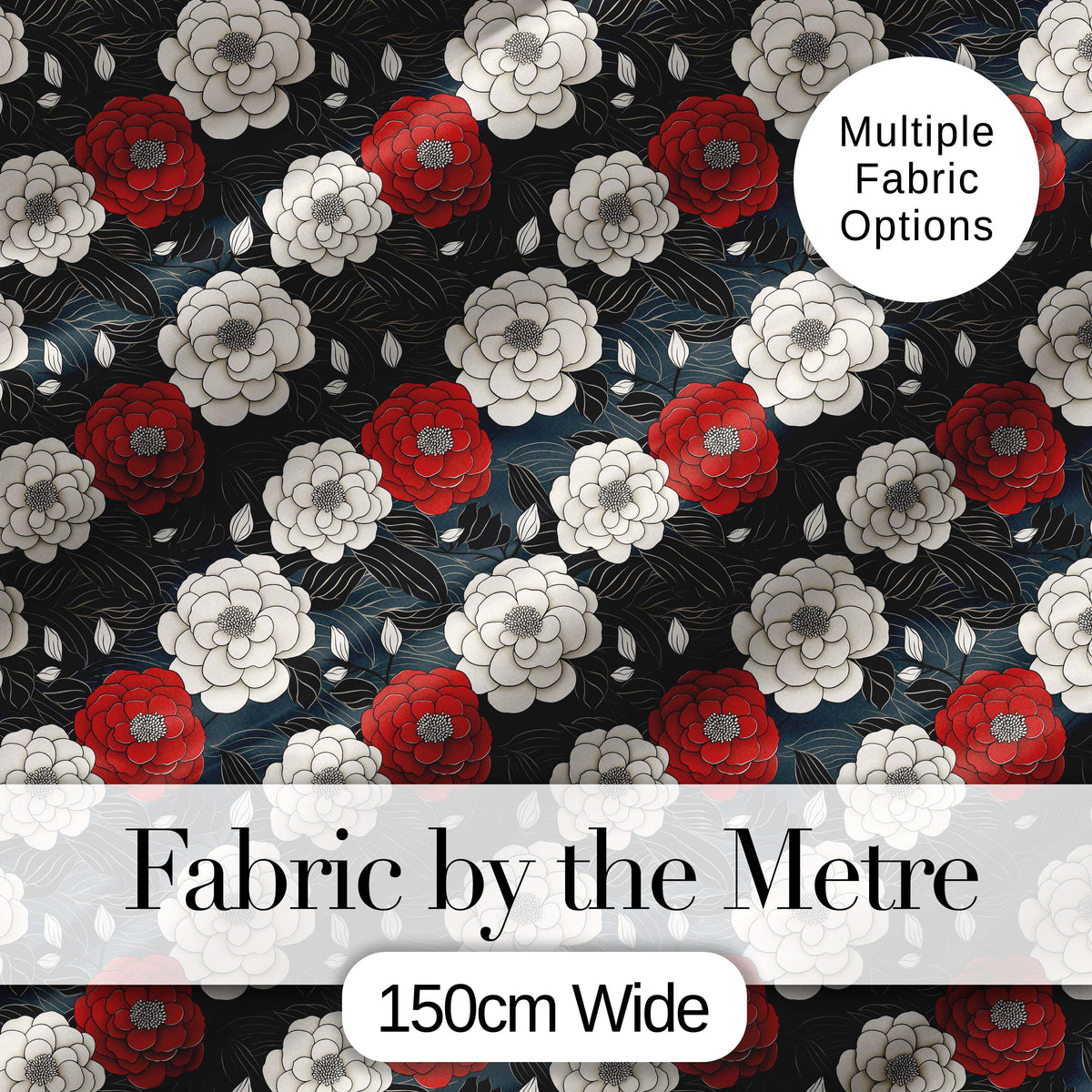 Red Rose Blue Accent Floral Seamless Pattern Perfect Gift for Her Digital Print Material by the Metre UK Sewing Quilting Textile