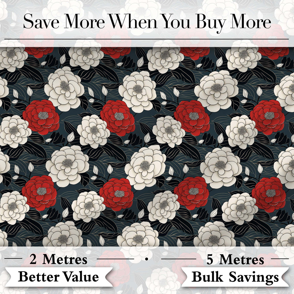 Red Rose Blue Accent Floral Seamless Pattern Perfect Gift for Her Digital Print Material by the Metre UK Sewing Quilting Textile
