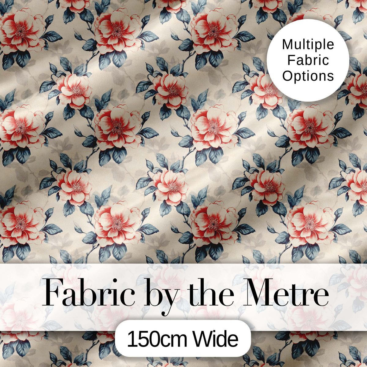 Pink and Red Rose Garden Floral Seamless Pattern Cute Unique Gift Digital Print Material by the Metre UK Sewing Quilting Textile