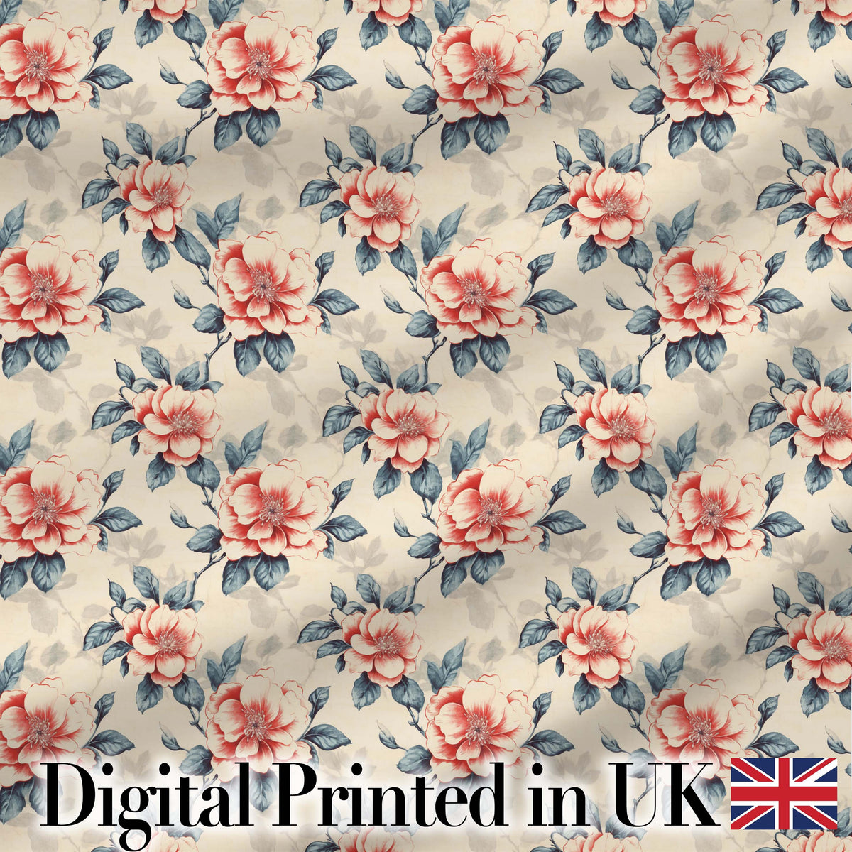 Pink and Red Rose Garden Floral Seamless Pattern Cute Unique Gift Digital Print Material by the Metre UK Sewing Quilting Textile