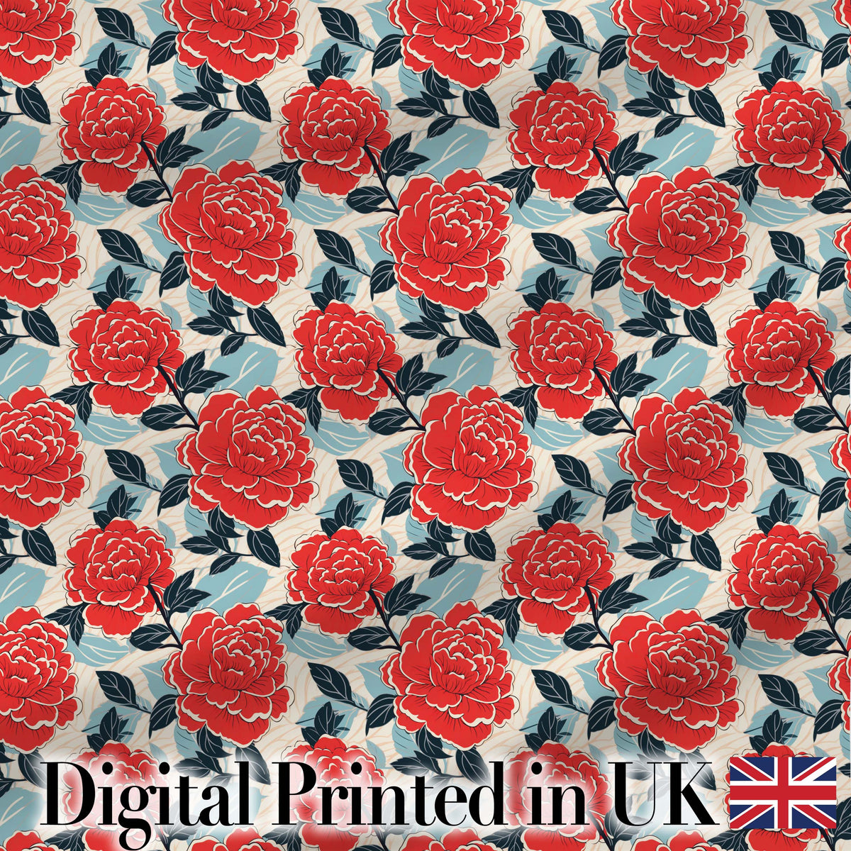 Watercolor Pink Camellia Floral Seamless Pattern Cute Unique Gift Digital Print Material by the Metre UK Sewing Quilting Textile