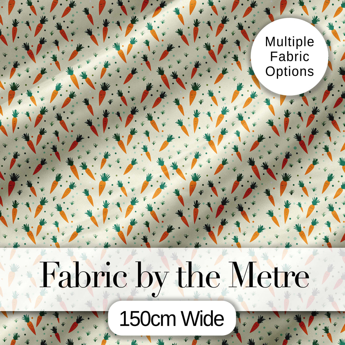 Vintage Carrot Farm Botanical Cream Background Seamless Pattern Digital Print Material by the Metre UK Sewing Quilting Textile