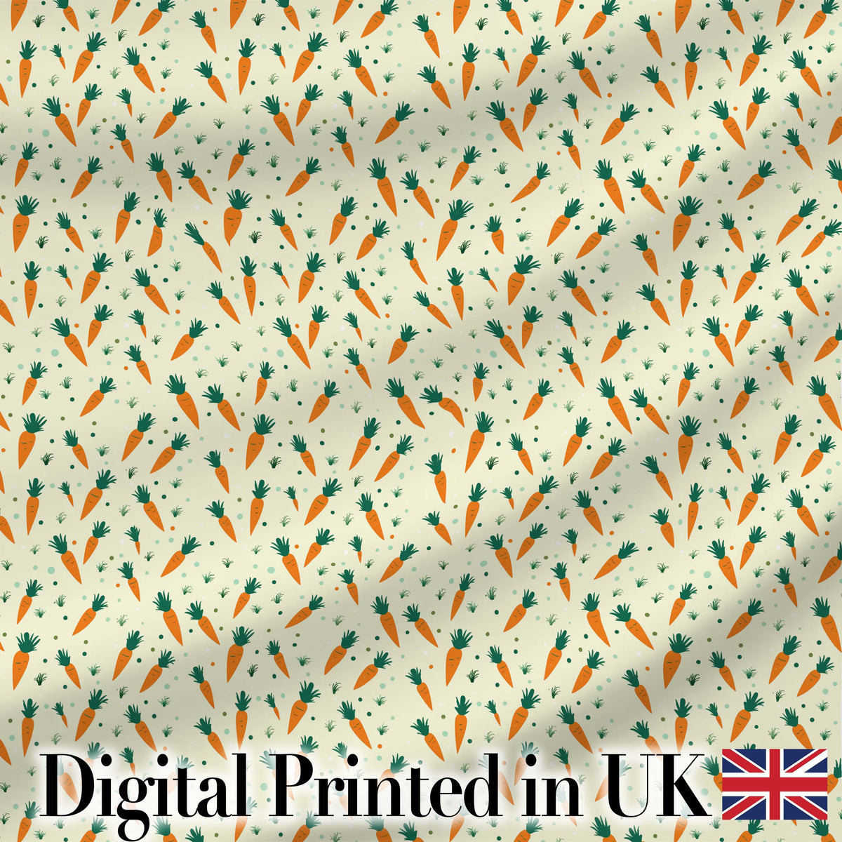 Vintage Carrot Farm Botanical Cream Background Seamless Pattern Digital Print Material by the Metre UK Sewing Quilting Textile