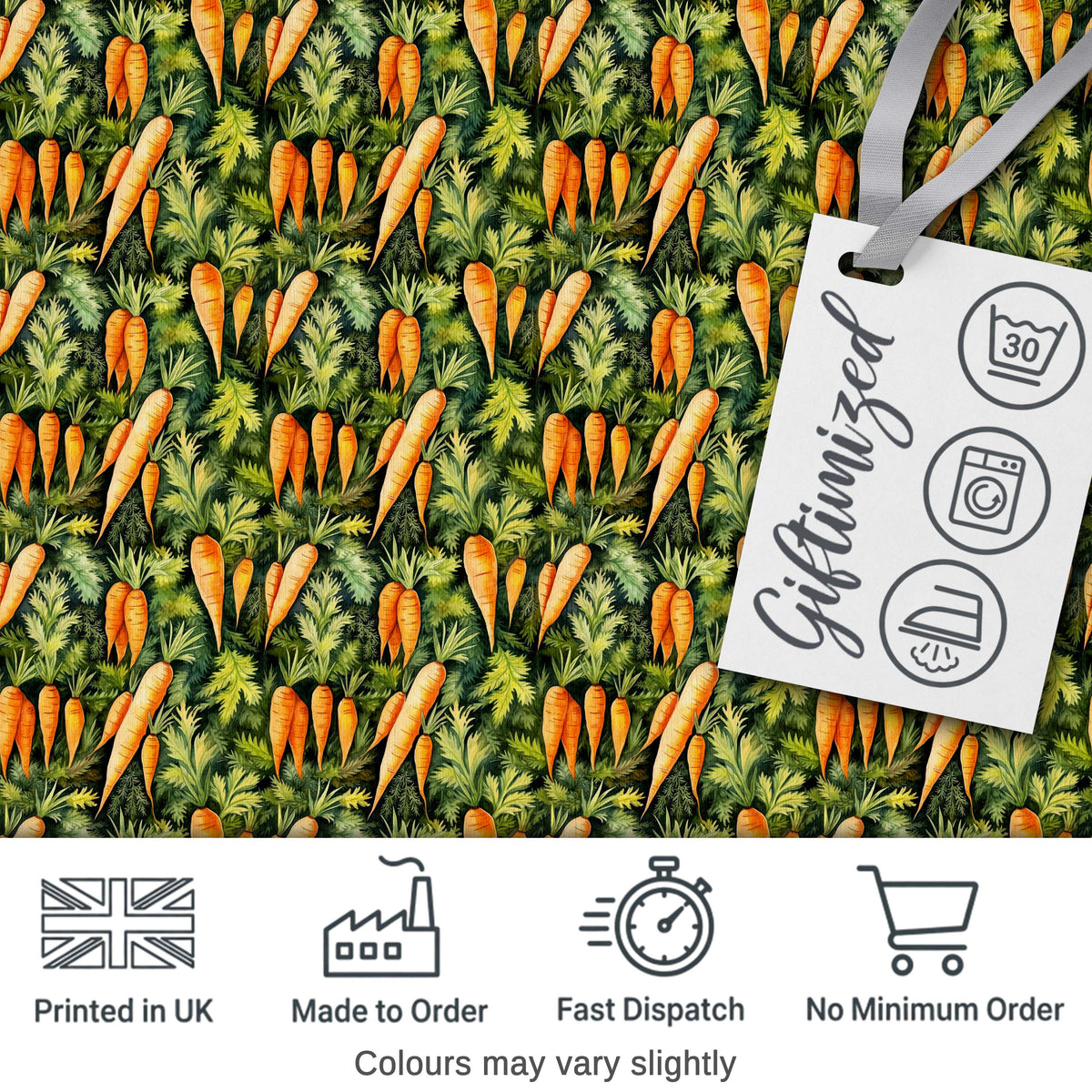 Cute Carrot Repeat Minimal Seamless Pattern Cute Unique Gift Lovely Digital Print Material by the Metre UK Sewing Quilting Textile
