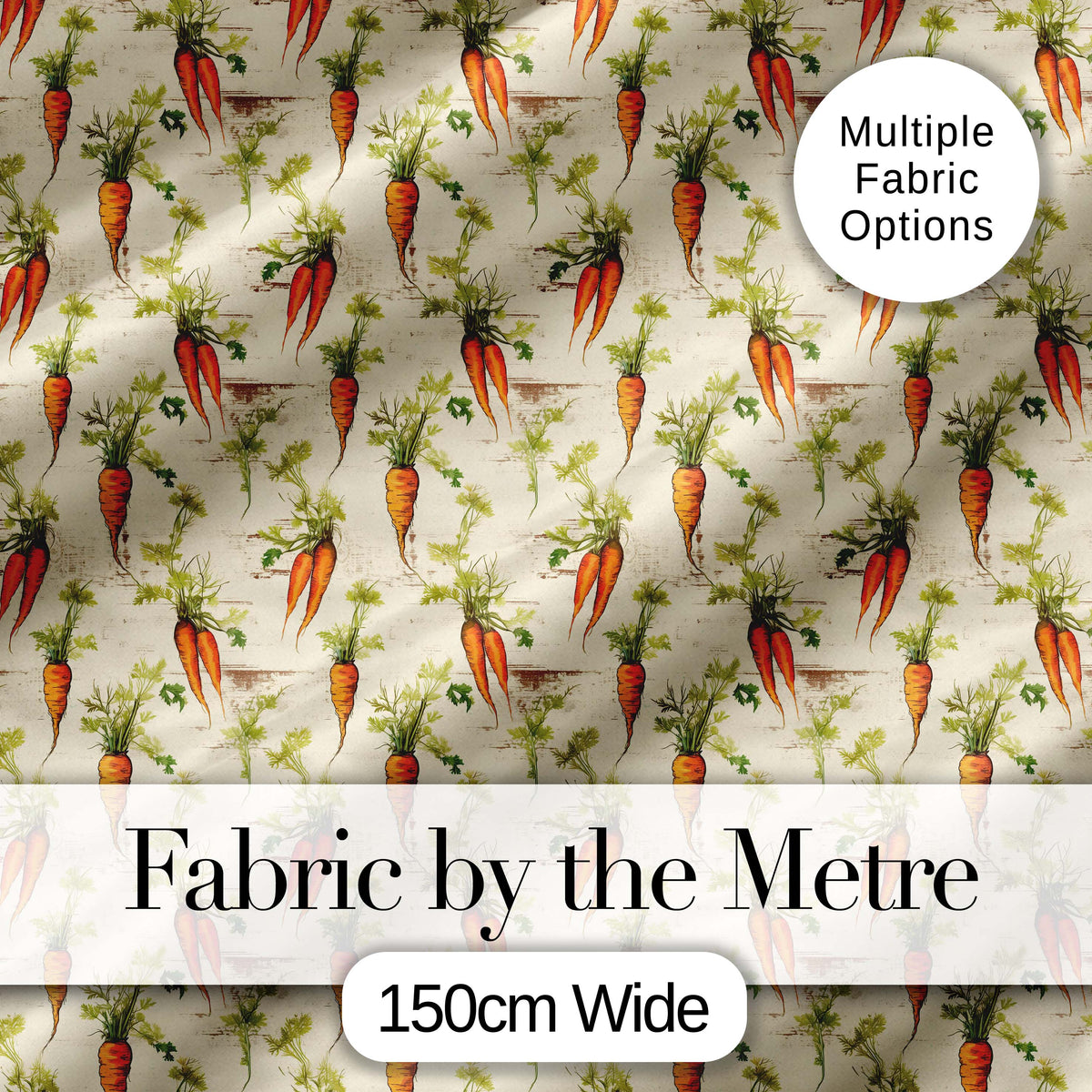 Cute Minimal Carrot and Clover Tossed Dark Teal Background Design Digital Print Material by the Metre UK Sewing Quilting Textile