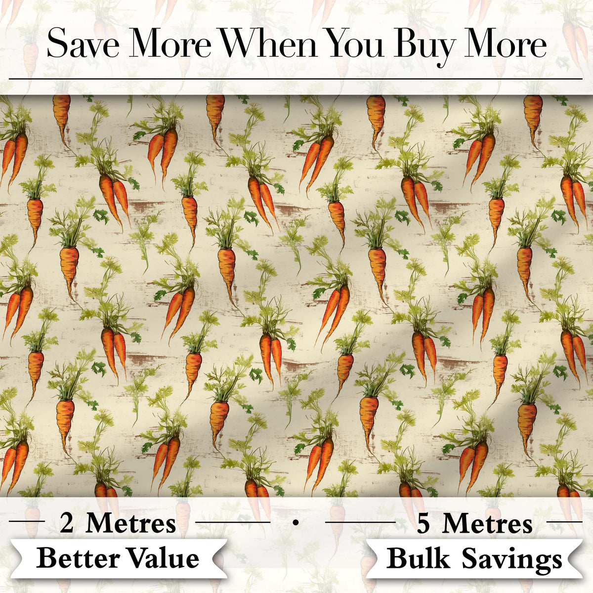 Cute Minimal Carrot and Clover Tossed Dark Teal Background Design Digital Print Material by the Metre UK Sewing Quilting Textile
