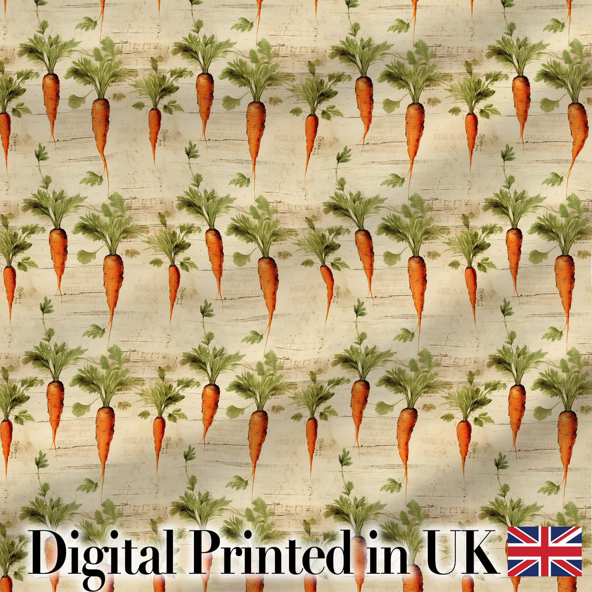 Farmhouse Style Hand Drawn Carrot Repeat Distressed Texture Design Digital Print Material by the Metre UK Sewing Quilting Textile