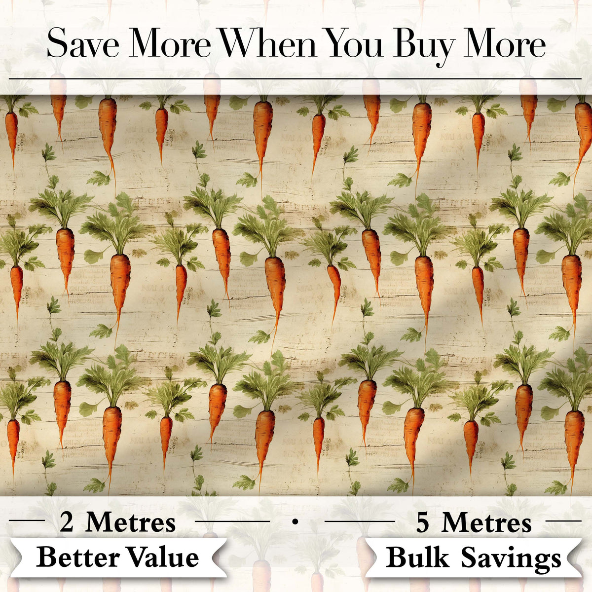 Farmhouse Style Hand Drawn Carrot Repeat Distressed Texture Design Digital Print Material by the Metre UK Sewing Quilting Textile